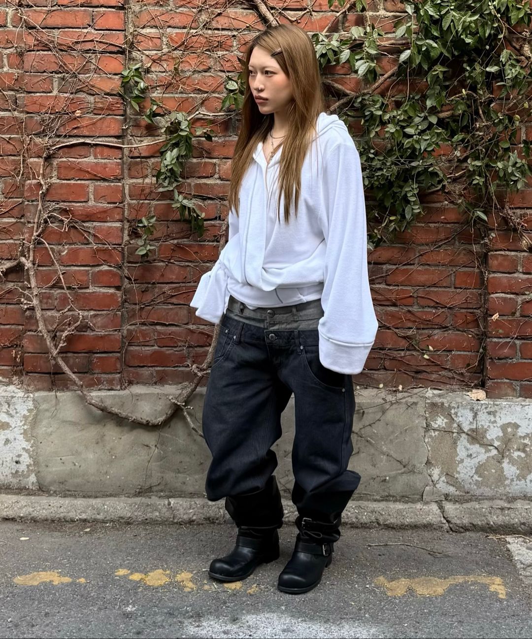 MUSINSA公式 | SCULPTOR Beaded Layered Denim Pants Nonfade Gray
