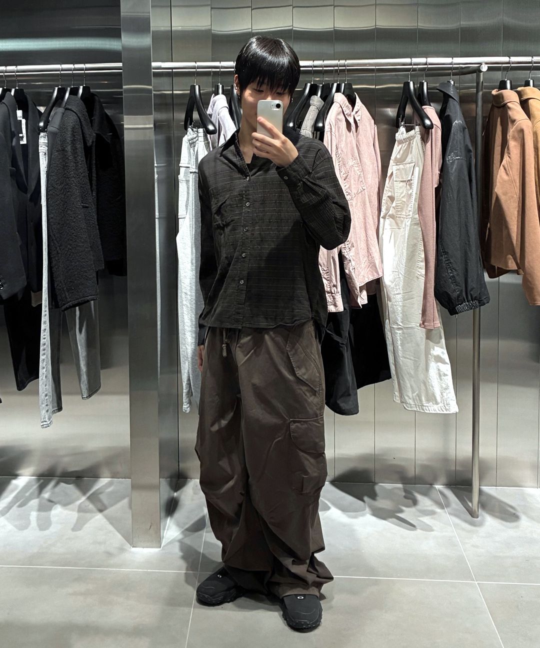 MUSINSA | INSILENCE Garment Dyed Check Shirt CHARCOAL