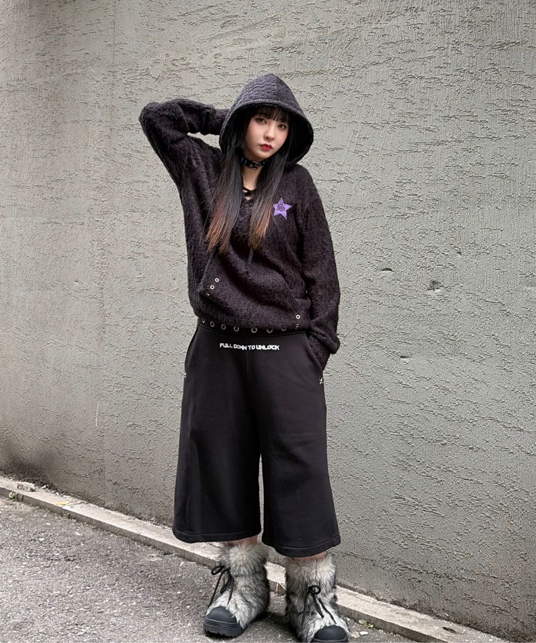 MUSINSA公式 | SETUP-EXE HAIRY V-NECK HOODIE / LILAC