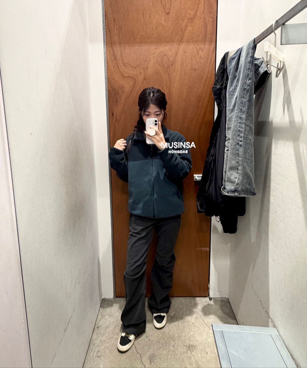 MUSINSA | MISEKI SEOUL Cotton shirring bootscut pants BLACK