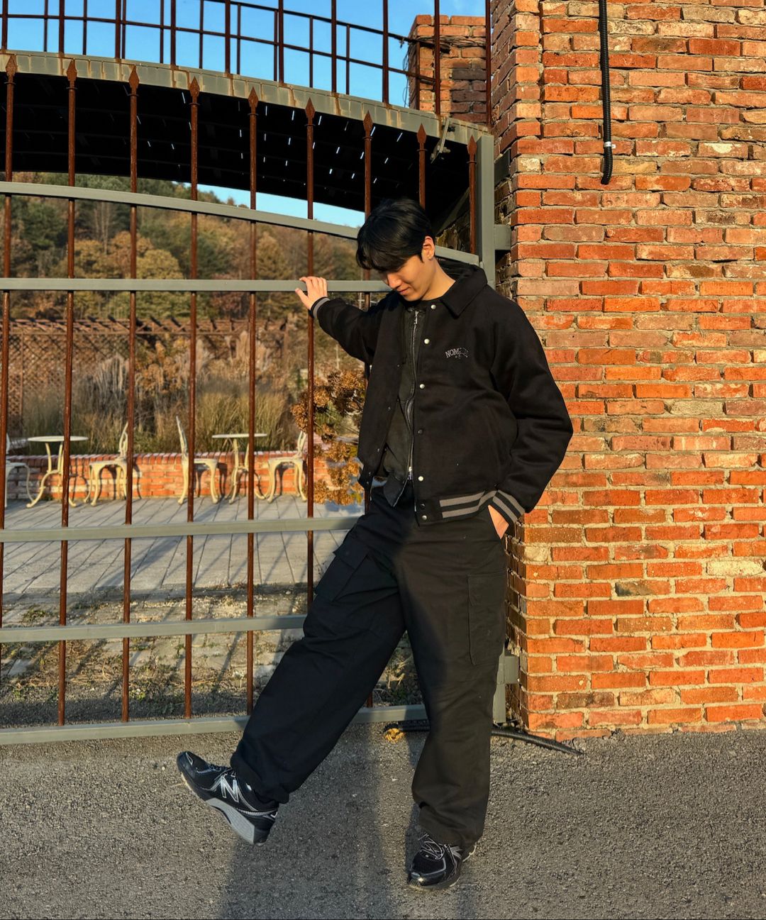 MUSINSA | NOMANUAL W.S VARSITY JACKET - BLACK