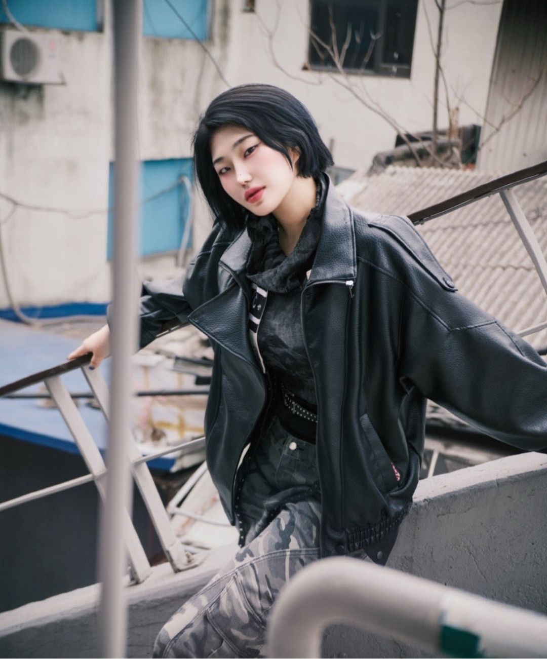 플레어업(FLAREUP) Asymmetrical Biker Jacket (FL-047_Black