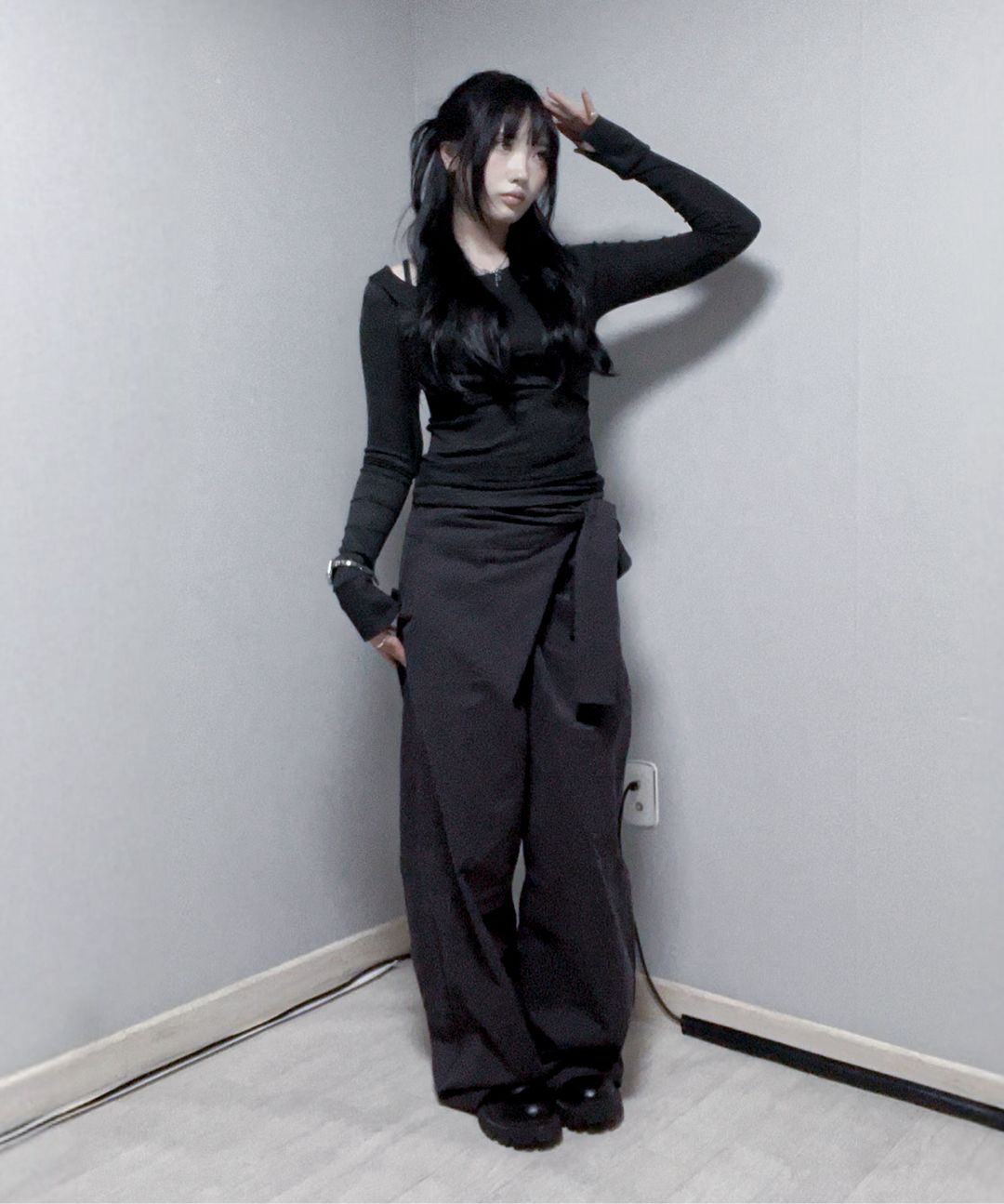 MUSINSA | FLAREUP Layered Wrap Trousers (FL-255_Black)