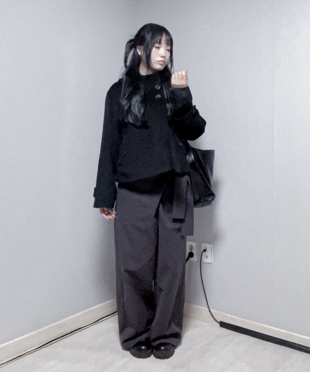 플레어업(FLAREUP) Layered Wrap Trousers (FL-255_Black) - 사이즈