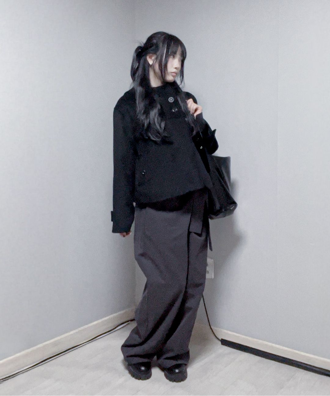 플레어업(FLAREUP) Layered Wrap Trousers (FL-255_Black) - 사이즈