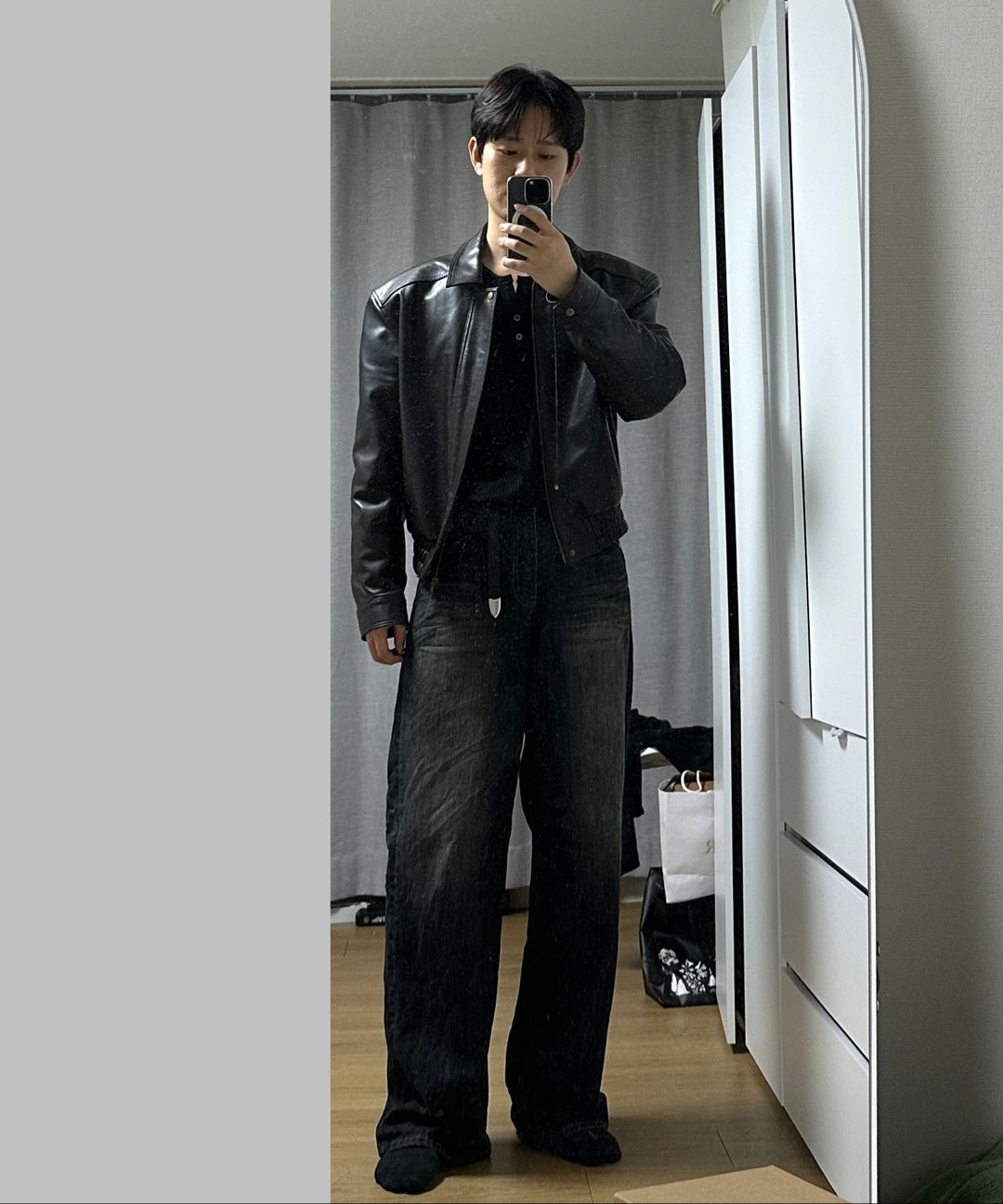 （試着のみタグ付き）LMOOD ビッグボーイワイドデニムアイスブラック MUSINSA公式 | LMOOD ビッグボーイワイドデニムブルーブラック