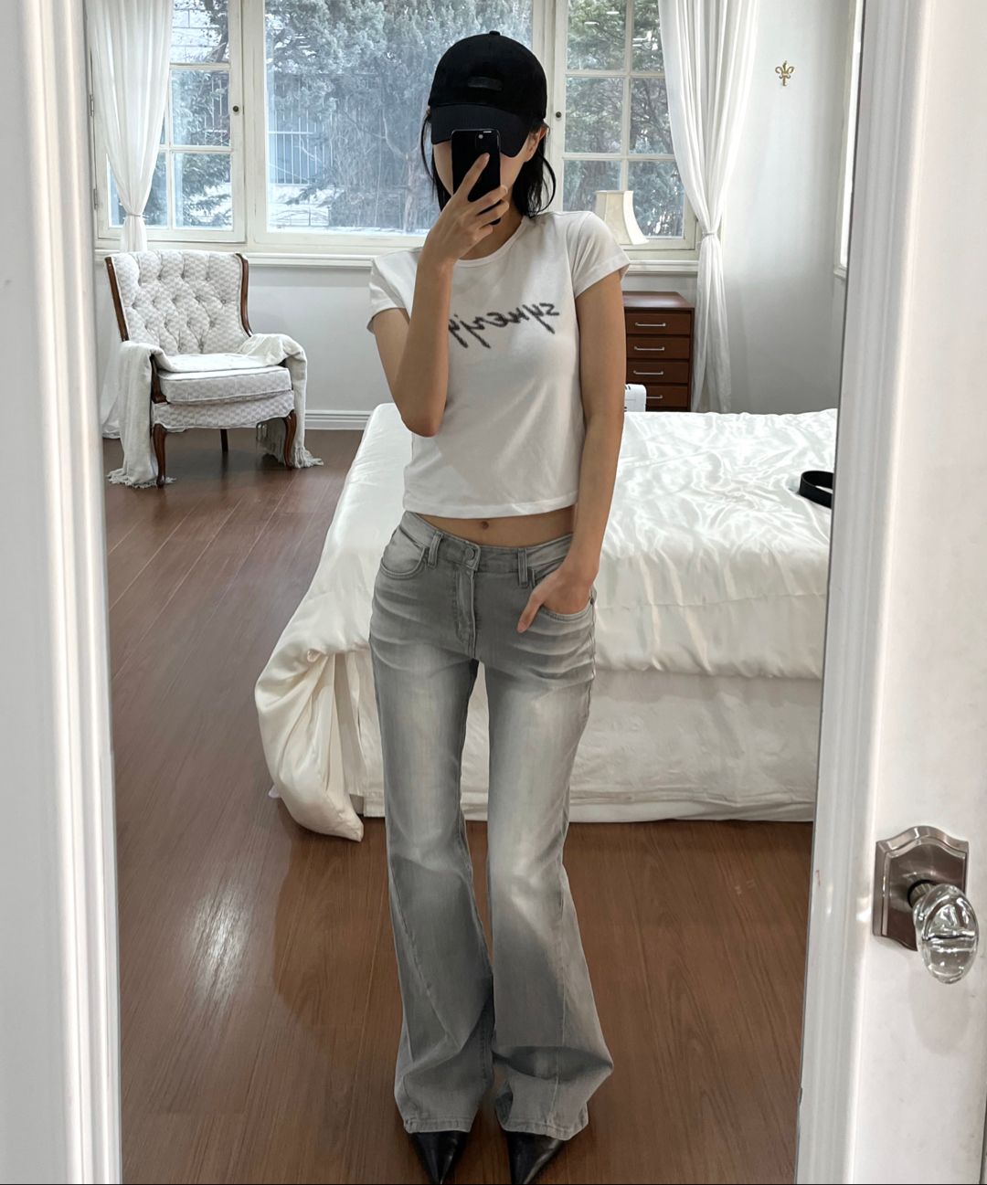 MUSINSA | SYNERJYN CAT WASHING DENIM PANTS GRAY
