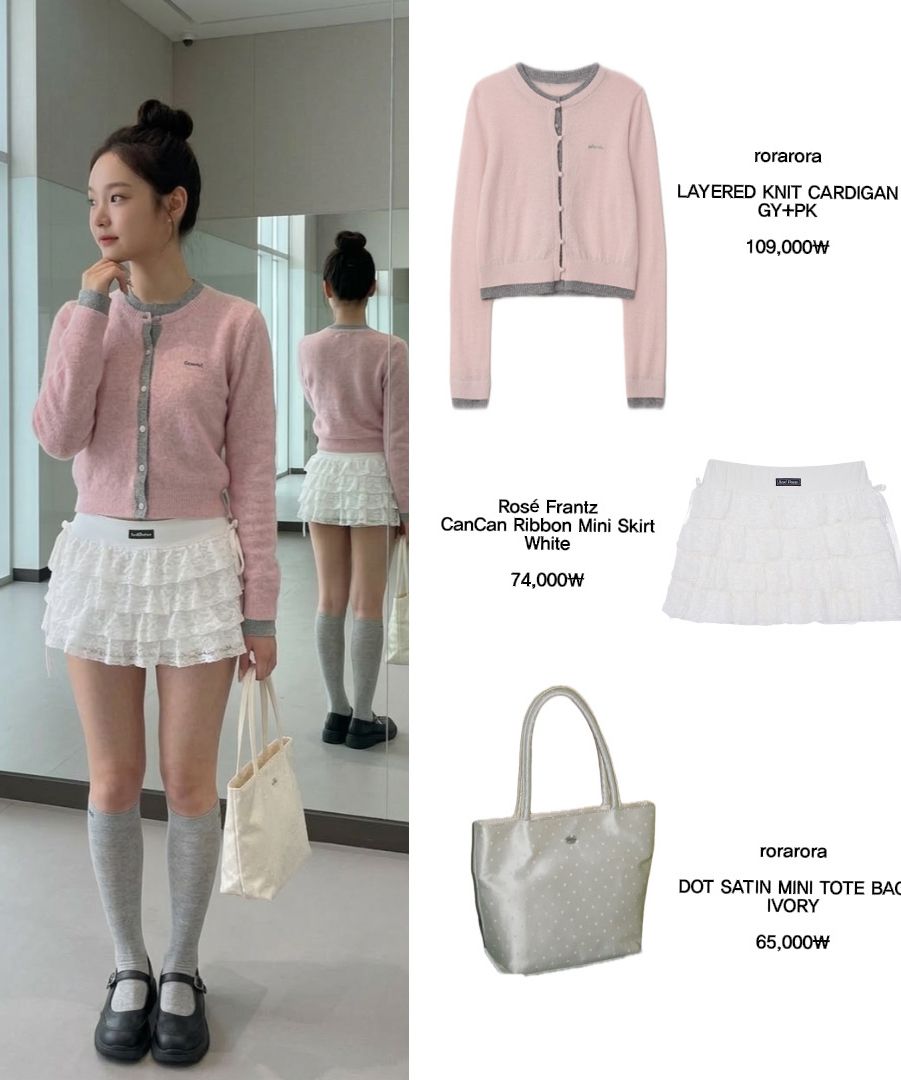 MUSINSA | ROLAROLA LAYERED KNIT CARDIGAN GY+PK
