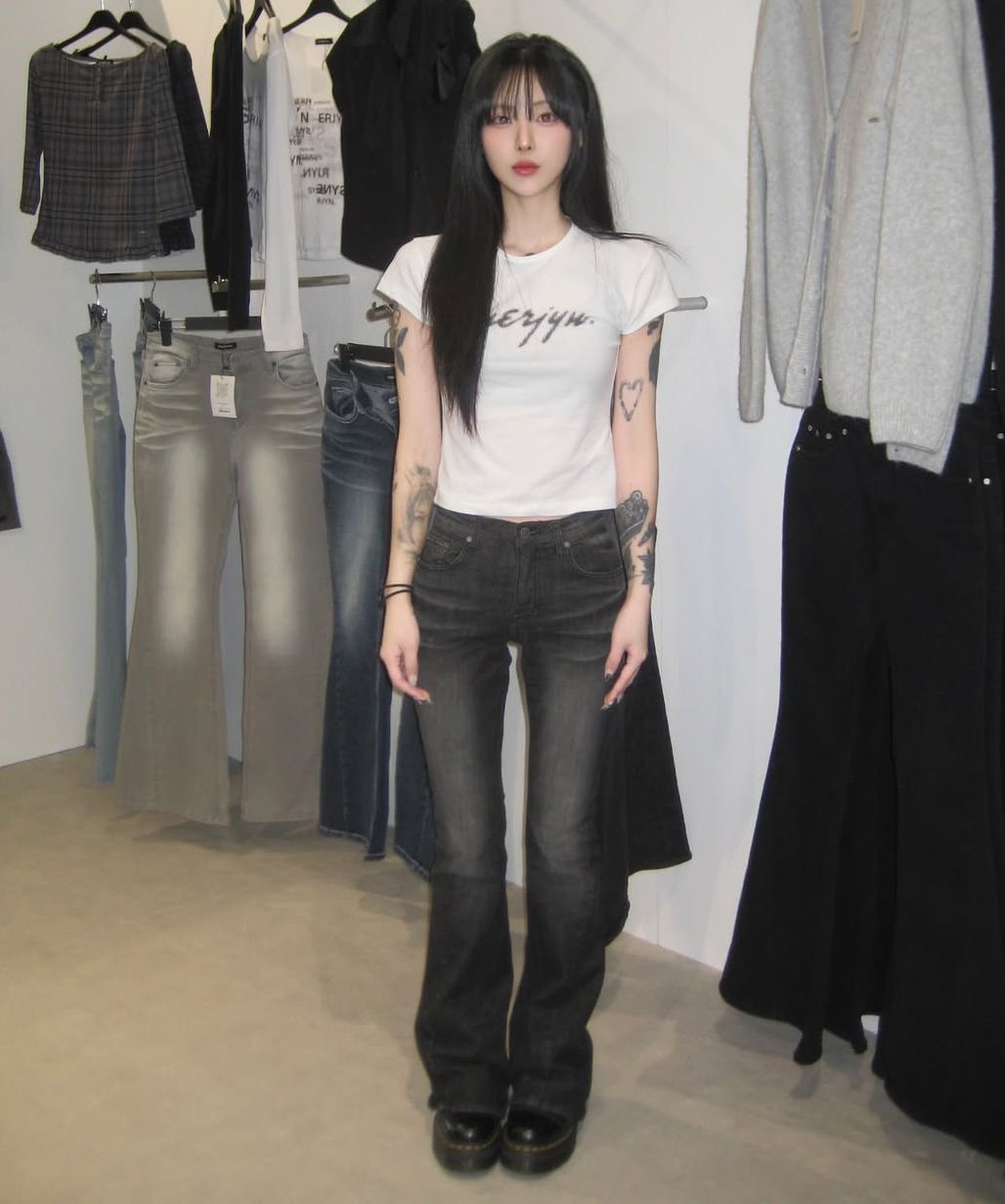 MUSINSA | SYNERJYN CAT WASHING DENIM PANTS BLACK
