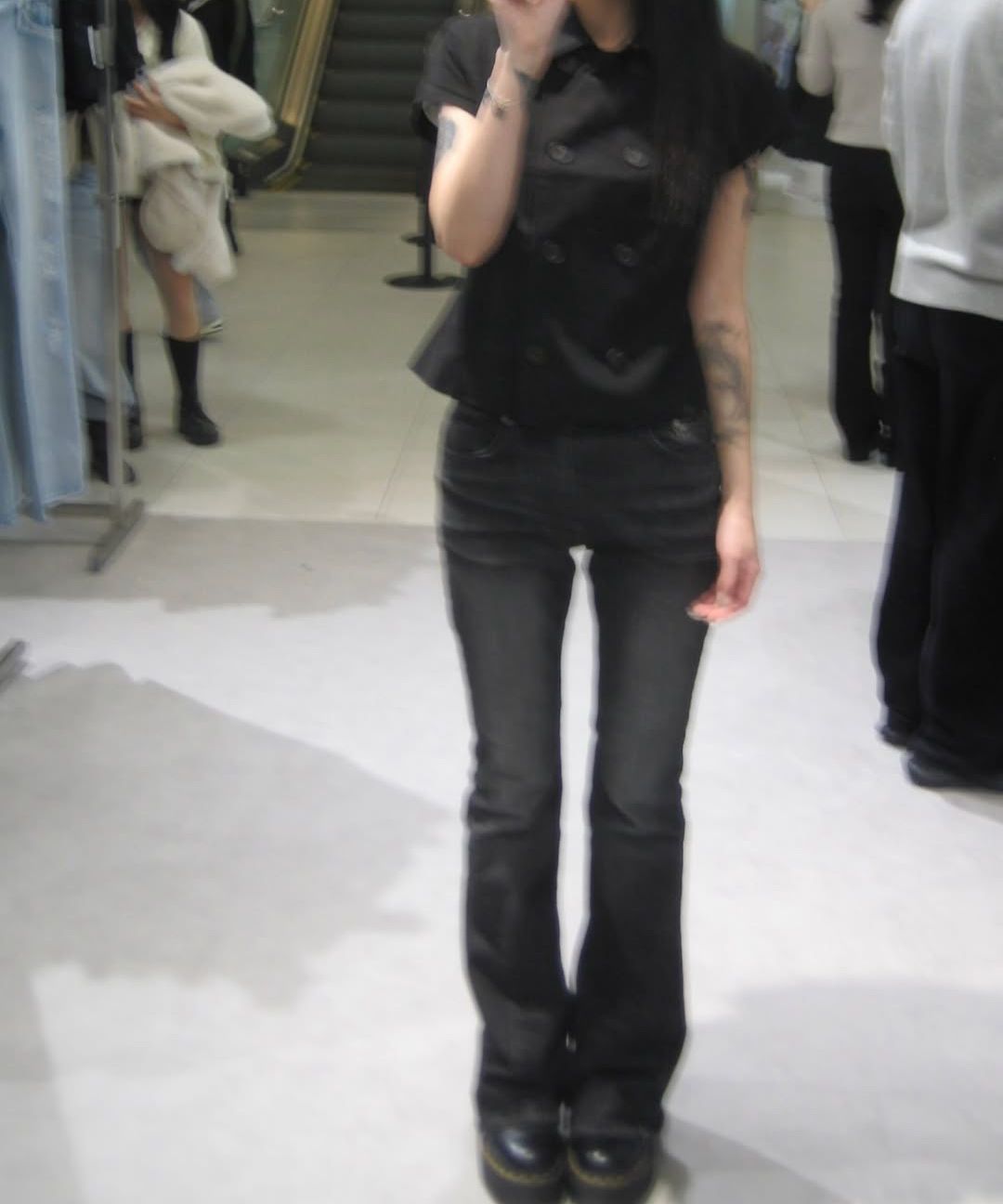 MUSINSA公式 | SYNERJYN CAT WASHING DENIM PANTS BLACK