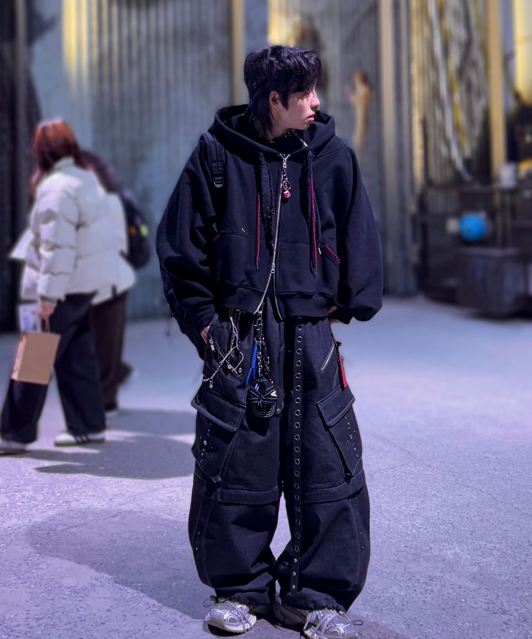 MUSINSA公式 | RSSC DENIM STRAP CROP HOOD ZIPUP - MELANGE