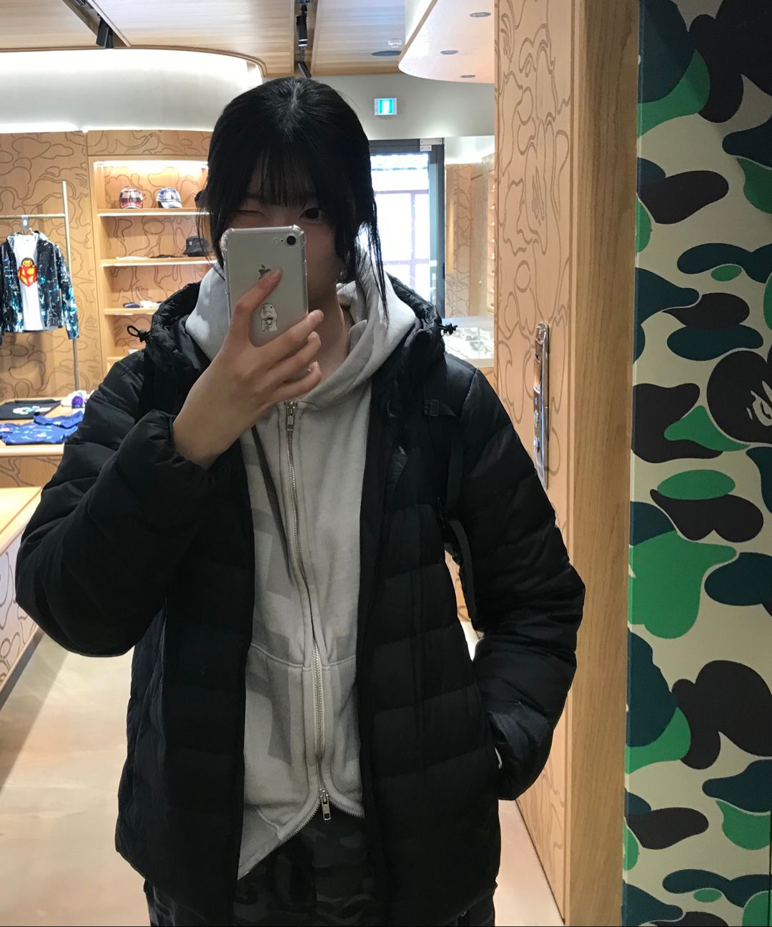 MUSINSA公式 | 41PRAY Graphic Zip Up Hoodie / Light Grey