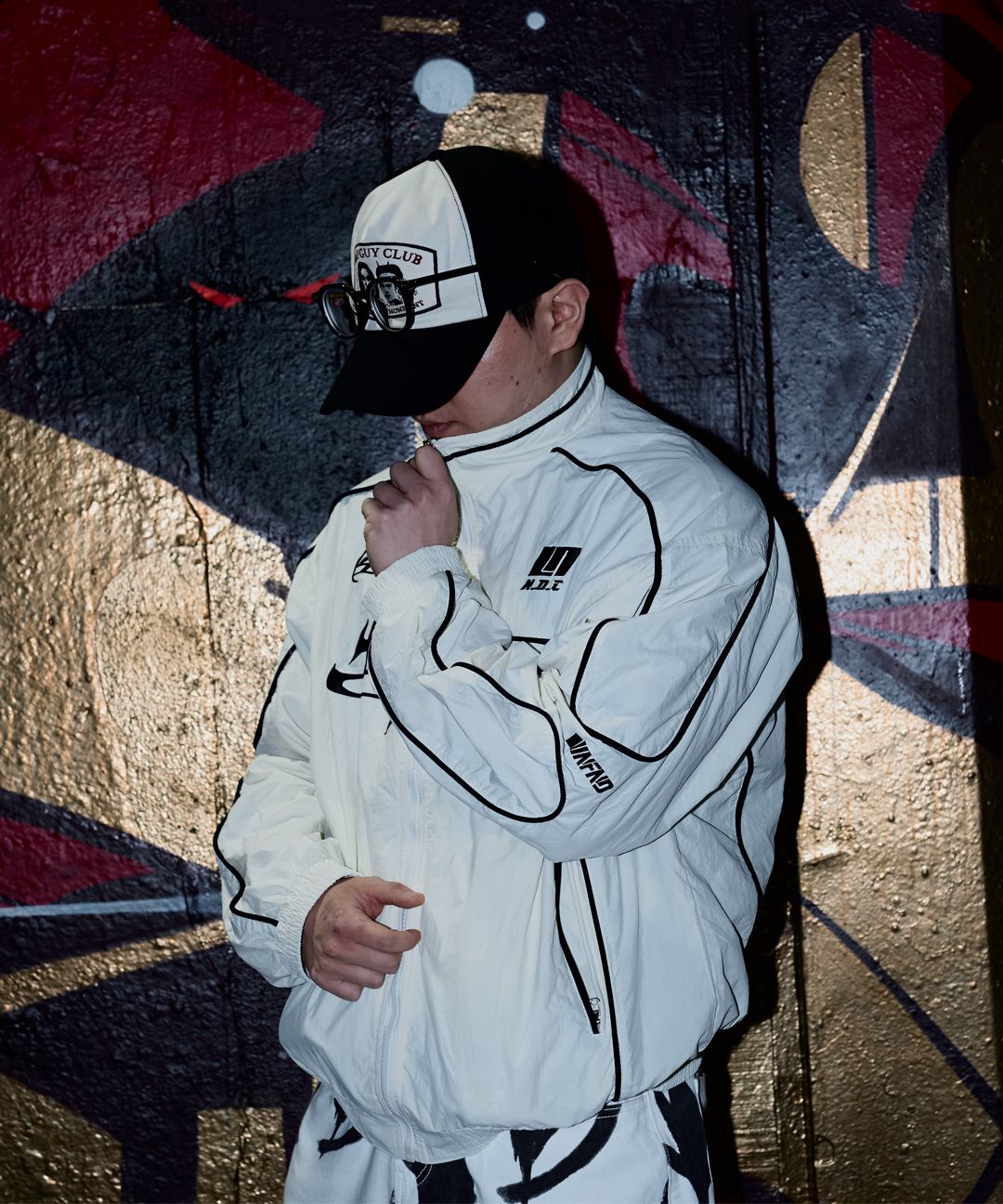 MUSINSA | NOT4NERD Tribal Logo Nylon Racing Jacket - Black