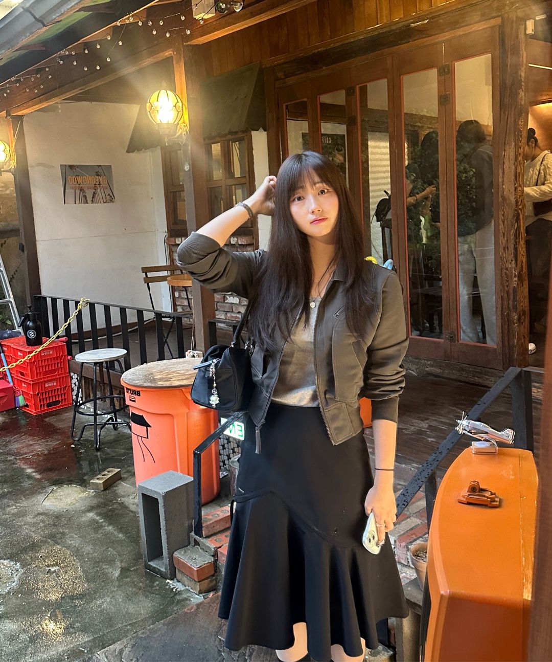 미세키서울(MISEKI SEOUL) Shirring ruffle midi skirt BLACK - 사이즈