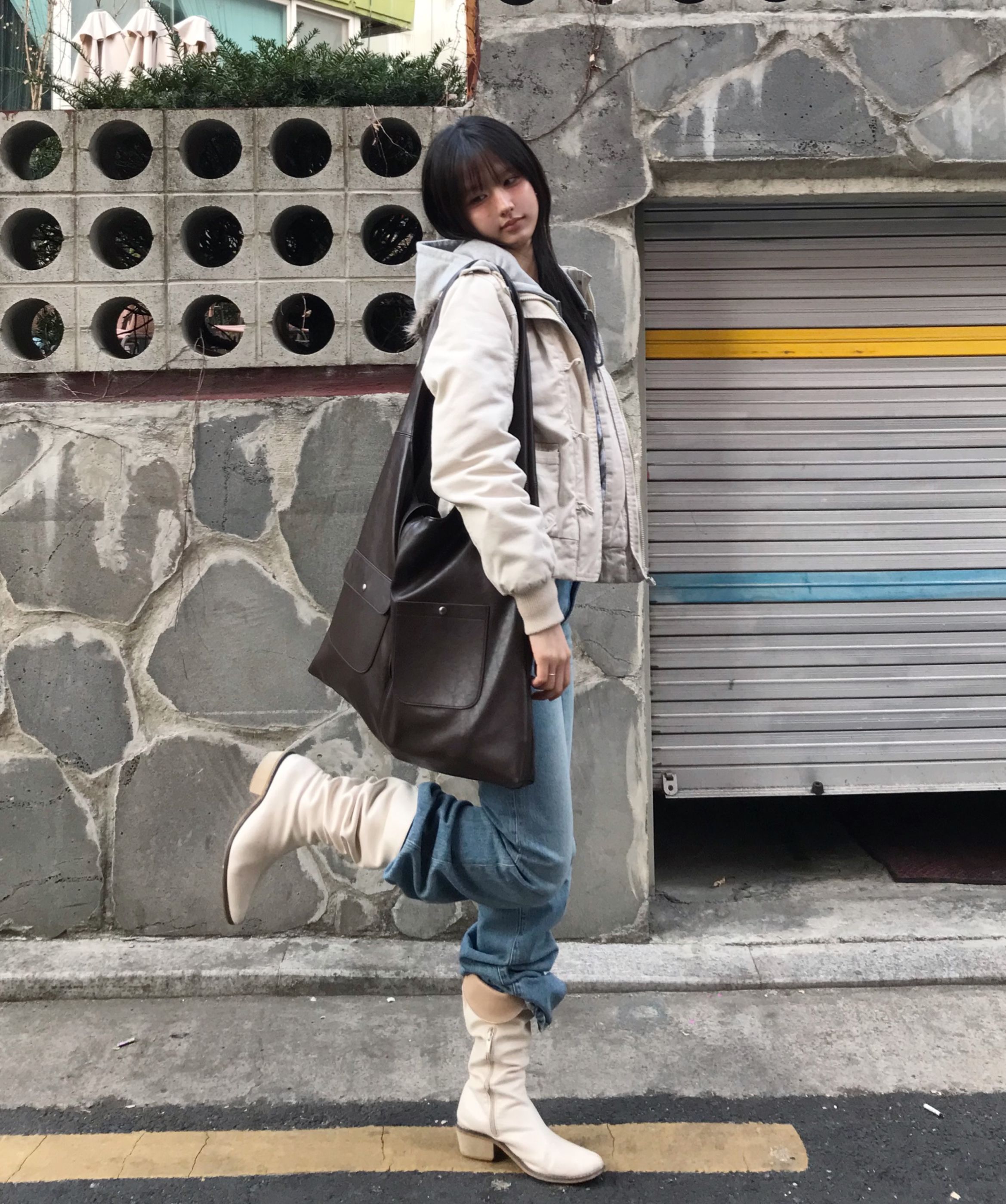 MUSINSA公式 | KASHIKO Yantra Slim Hood Zip-up Gray
