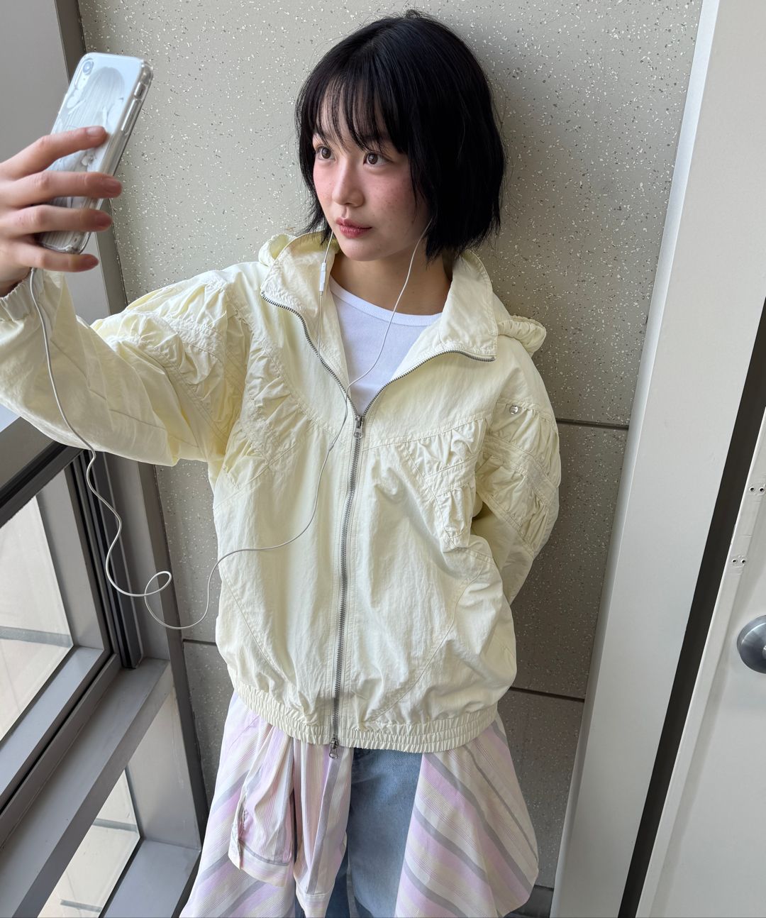 MUSINSA公式 | RONRON BUTTON POCKET OVERSIZED SHIRT YELLOW STRIPE