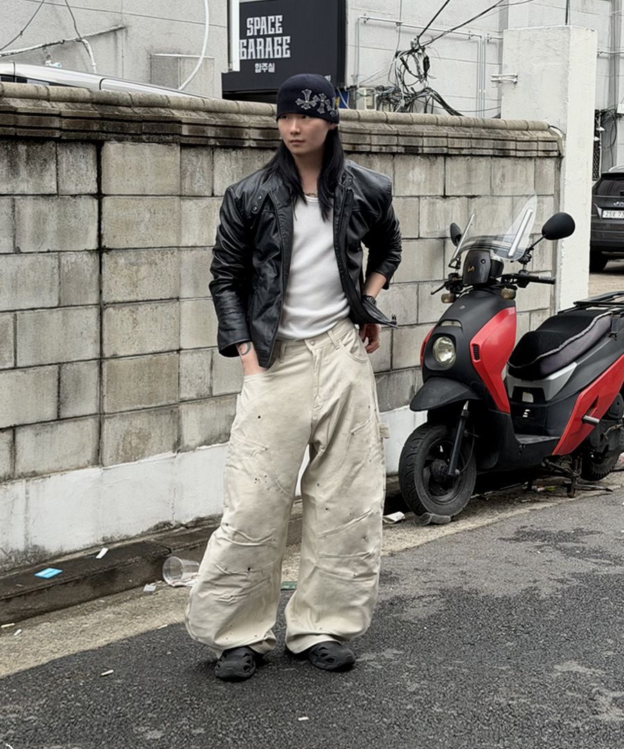 MUSINSA | EASY NO EASY Curved Double Knee Chino Pants - Ivory