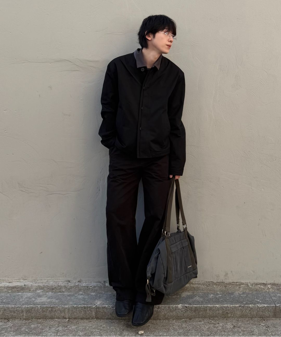 MUSINSA公式 | MISEKISEOUL MEN Multi pocket boston bag CHARCOAL