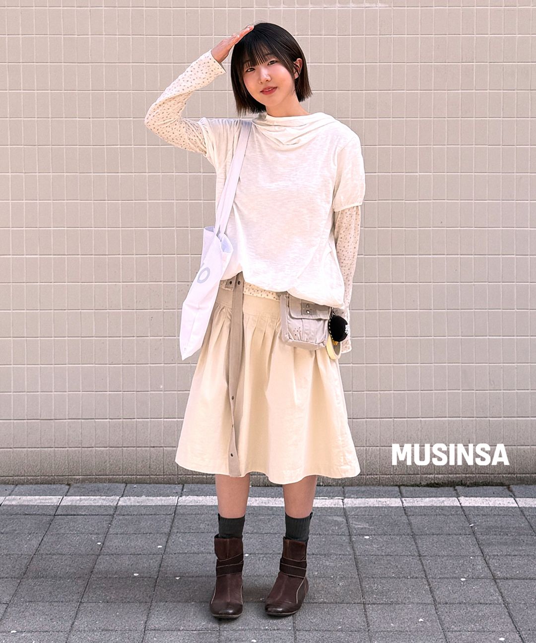 新品未使用OHESHIO PLEATS SKIRT MIDI PANTS MUSINSA | OHESHIO PLEATED COTTON MIDI SKIRT, BEIGE