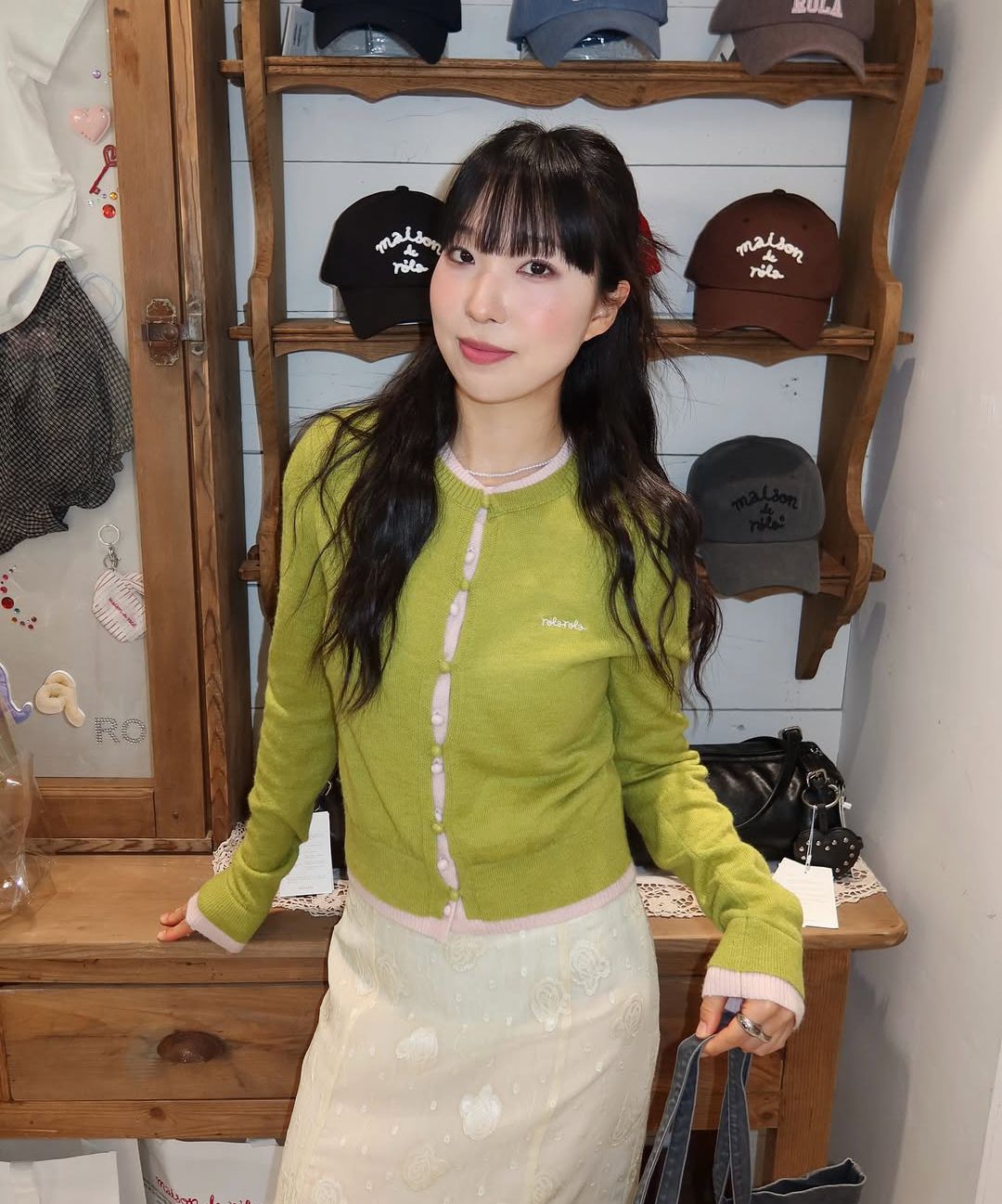 MUSINSA公式 | ROLAROLA LAYERED KNIT CARDIGAN OL+PK