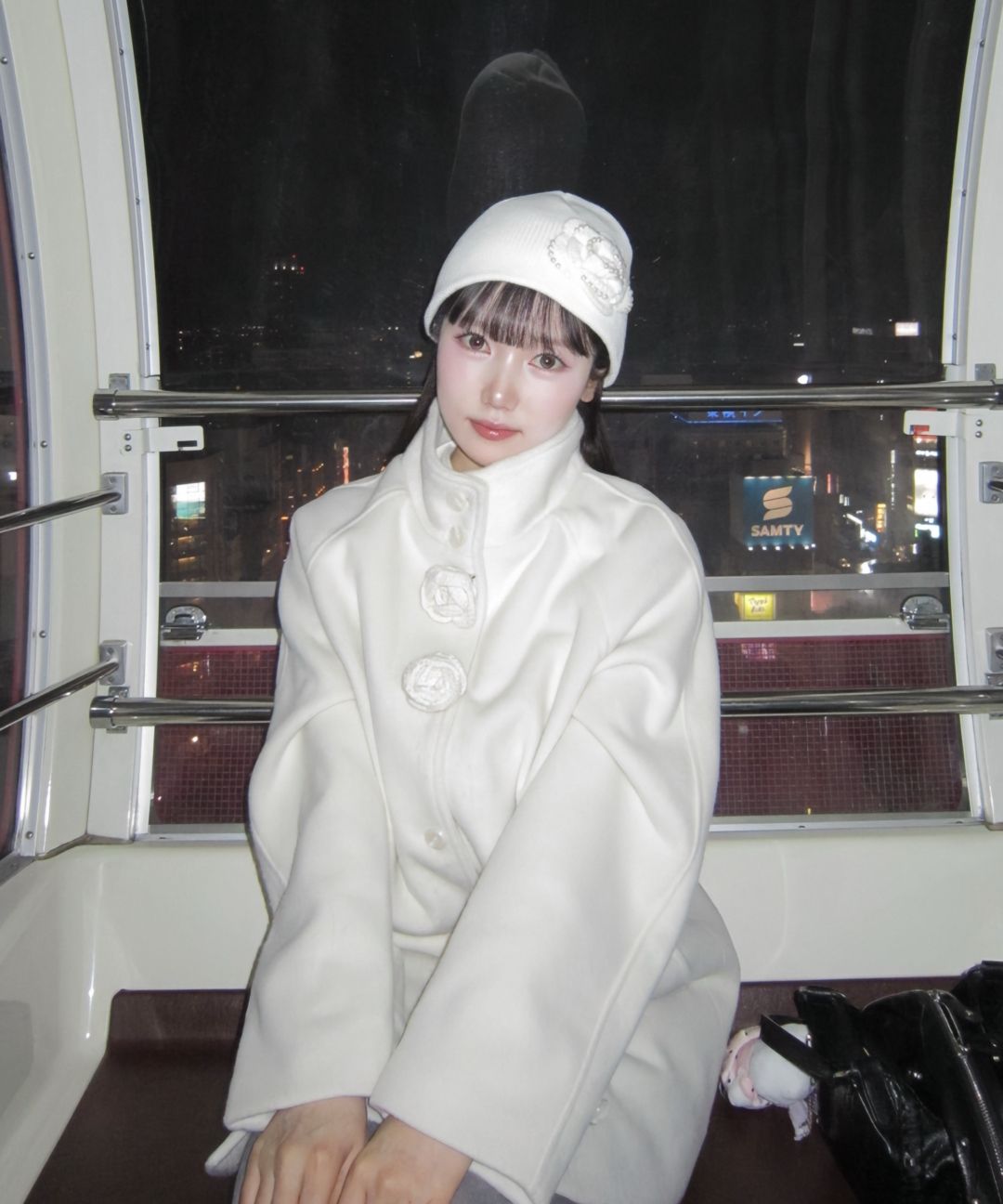 SETUPEXE CORSAGE BEANIE BLACK 韓国 ビーニー 黒 SETUP-EXE】韓国人気☆PEARL CORSAGE BEANIE (SETUP-EXE/ニット