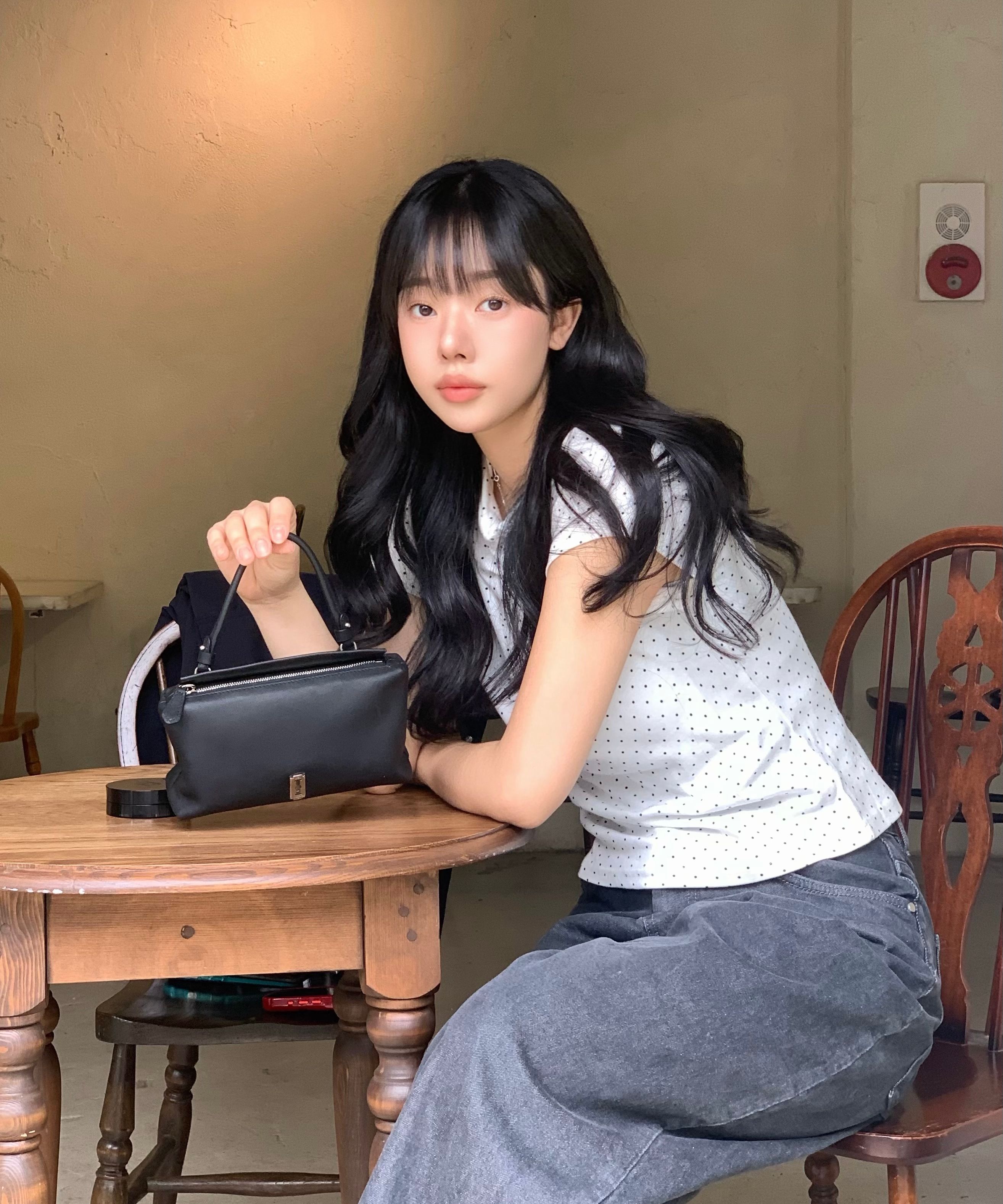 MUSINSA公式 | DAMISH ポルカドットシャーリングカラーTシャツ_ブラック