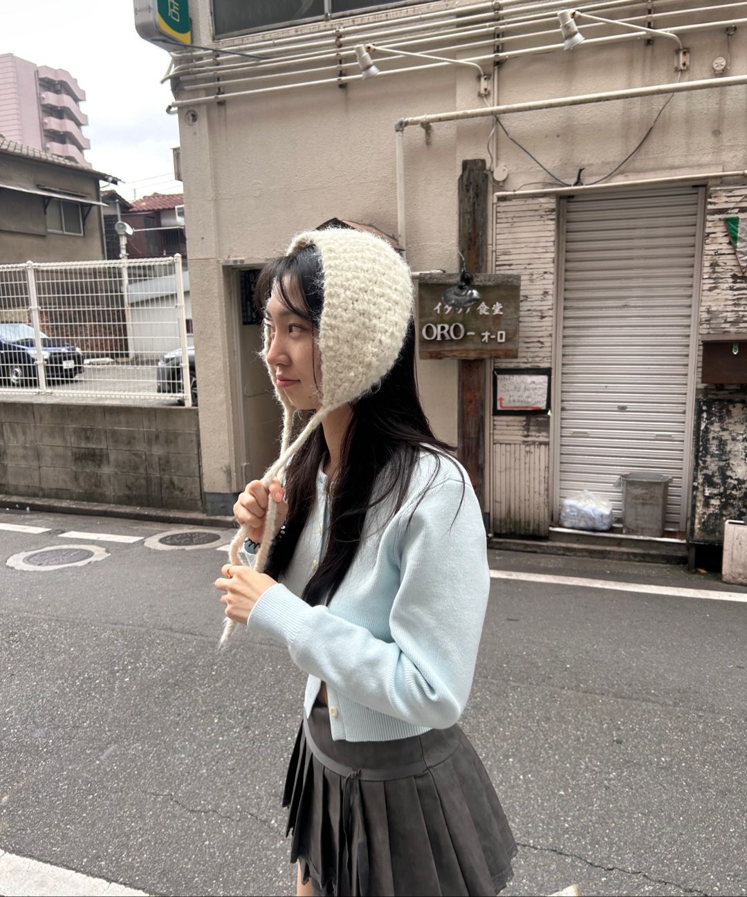 MUSINSA公式 | ROSÉ FRANTZ Soft Nut Button Cardigan [Sky Blue]