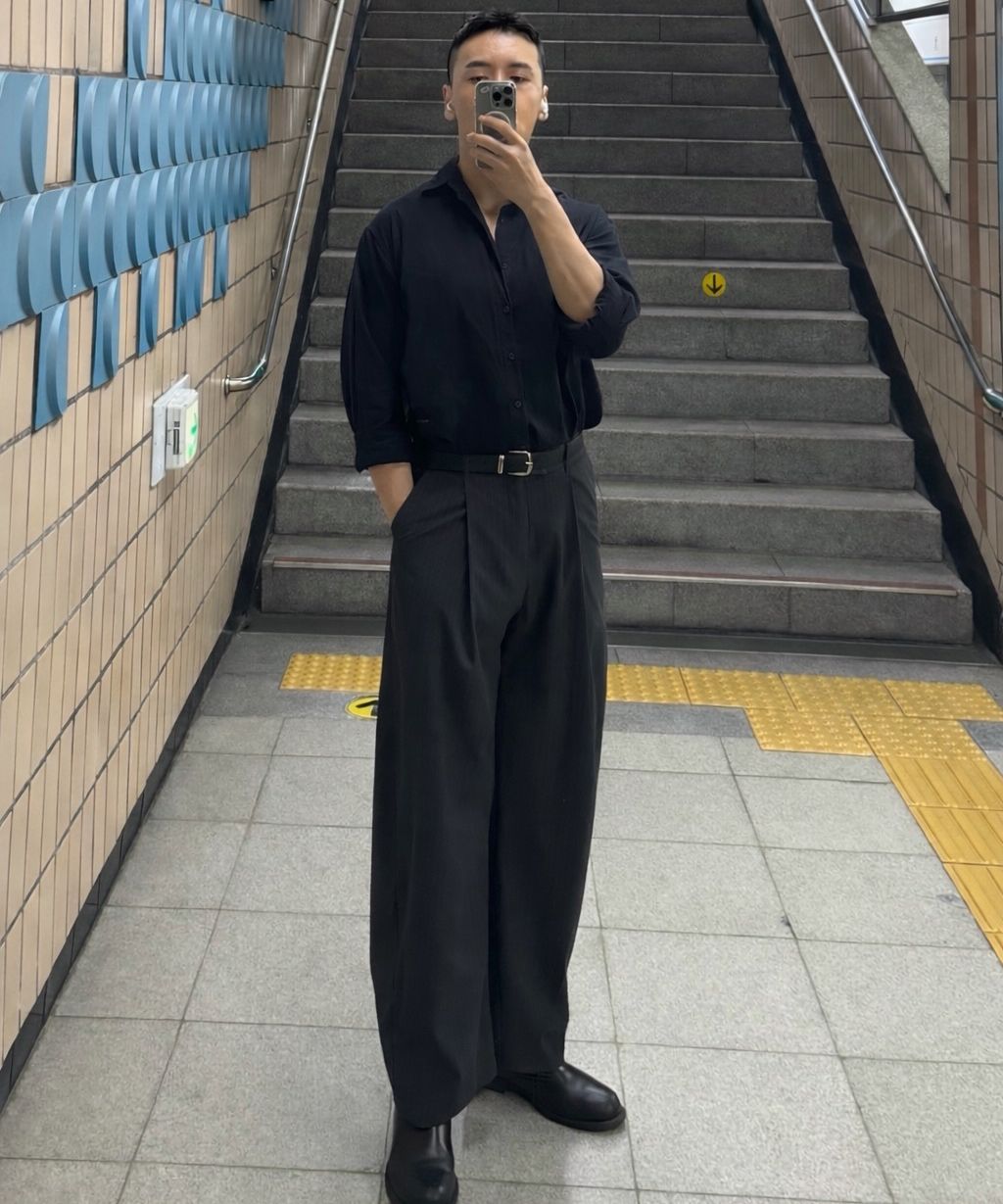 MUSINSA | PHYSICAL GARMENTS P2619 Multi Pleat Wide Slacks [Black]