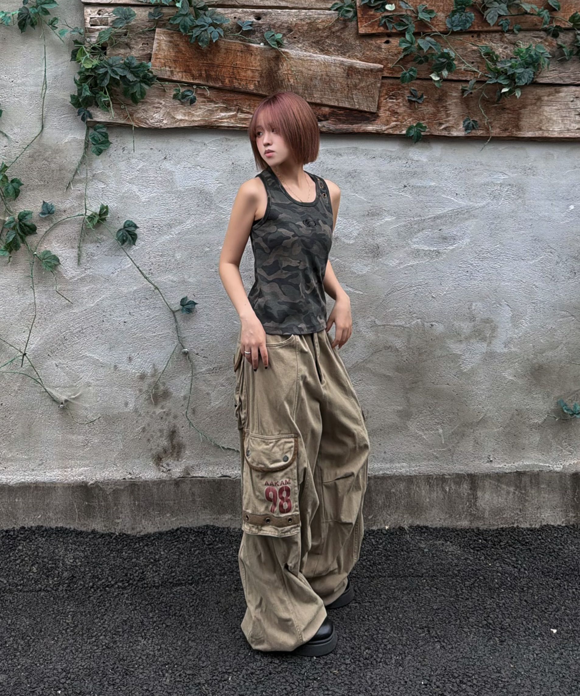 aakam ズボン MUSINSA | AAKAM 98 Knee Pin-Tuck Contrast Cargo Pants (Black)