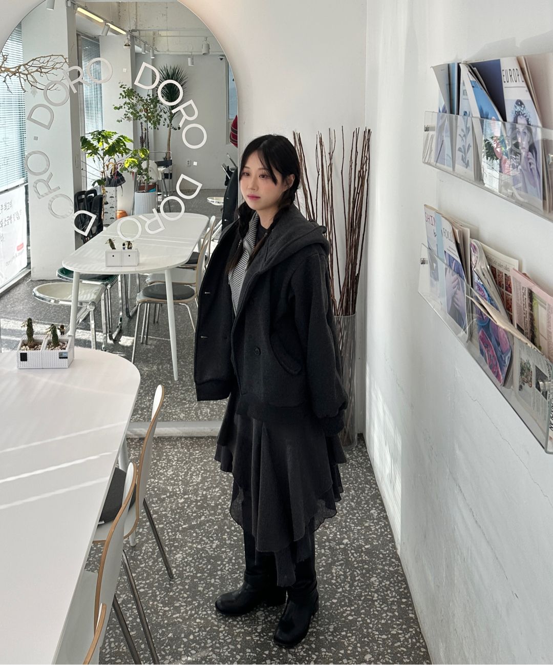 MUSINSA | MISEKI SEOUL Unbalanced layered skirt BLACK