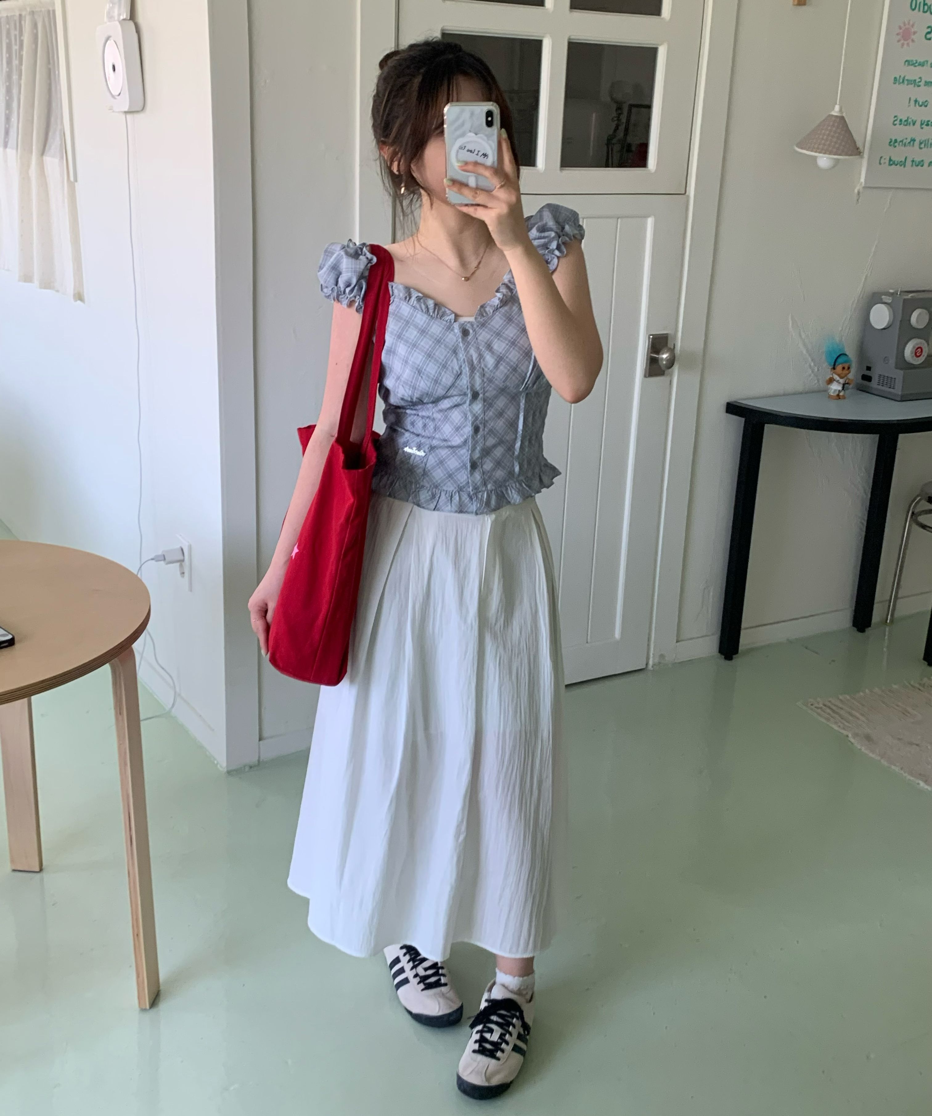 MUSINSA | ROSEFRANTZ Frill Shirring Sleeveless [Sky Blue]