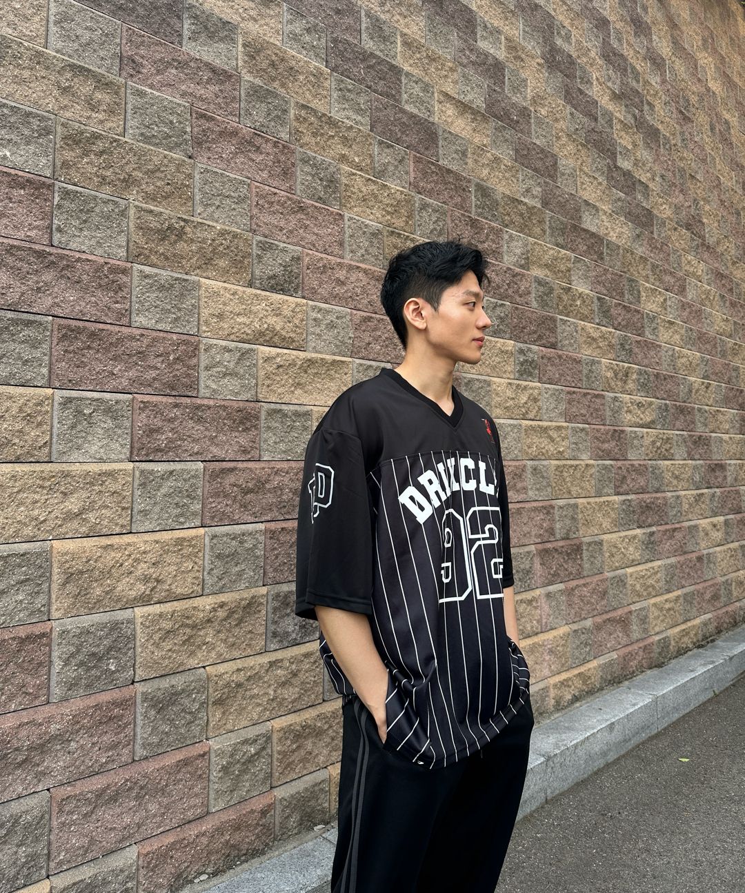MUSINSA | DRIX Rugby Oversized Mesh Jersey Half Sleeve_Black