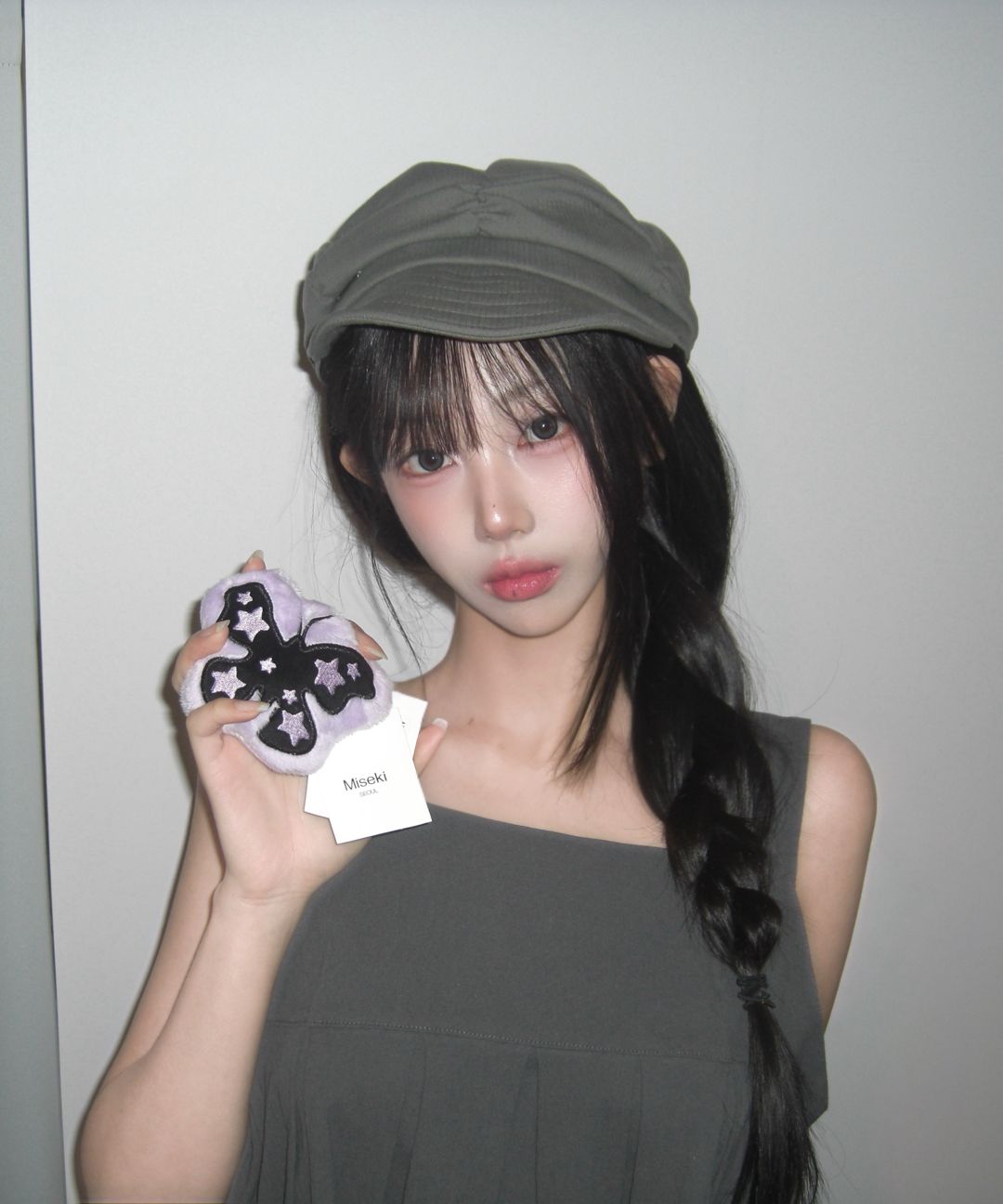 MUSINSA | MISEKI SEOUL Pleats button doll dress CHARCOAL