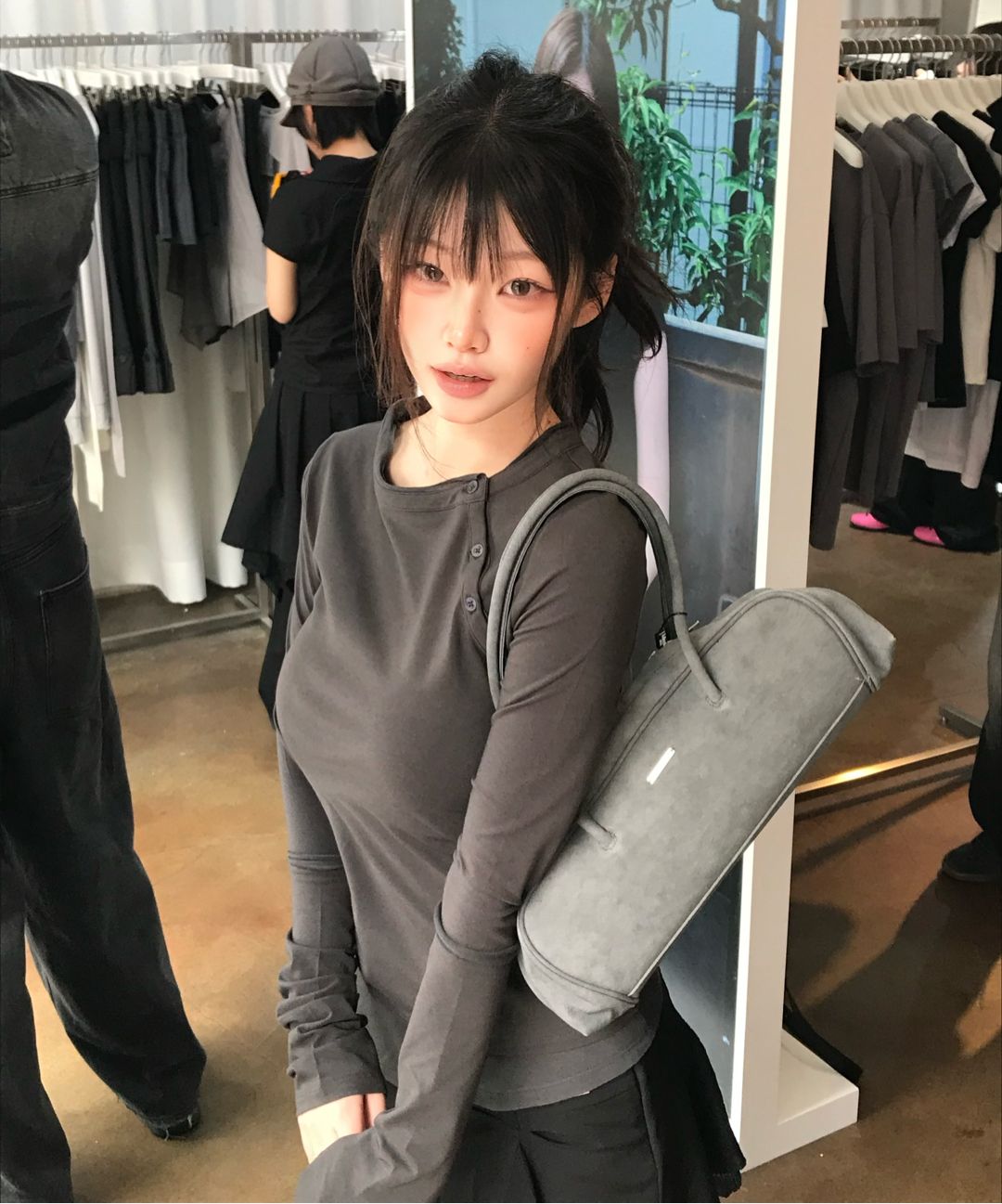 MUSINSA公式 | MISEKI SEOUL Twill baguette bag DUST GREY