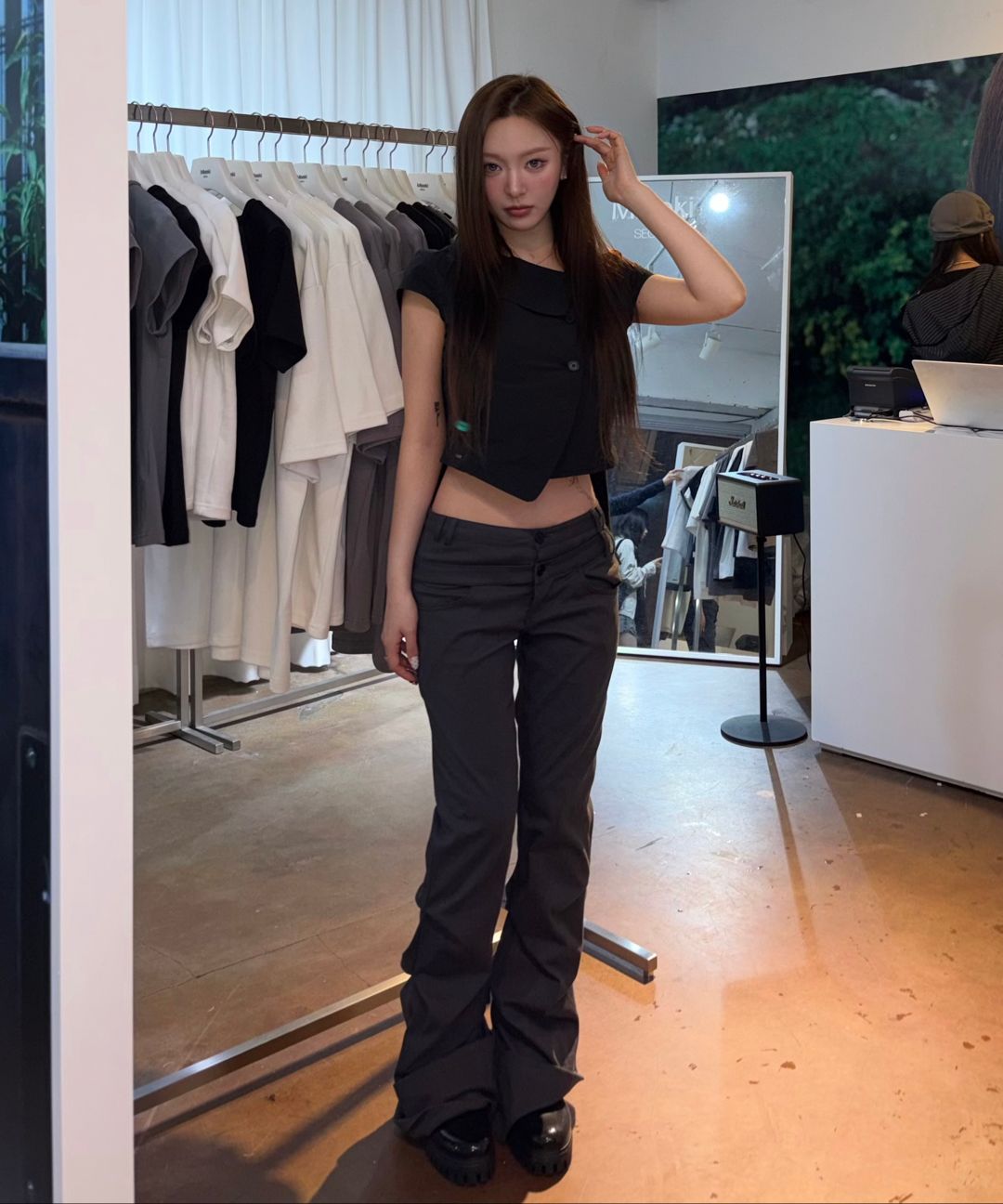 미세키서울(MISEKI SEOUL) Crop round collar jacket CHARCOAL