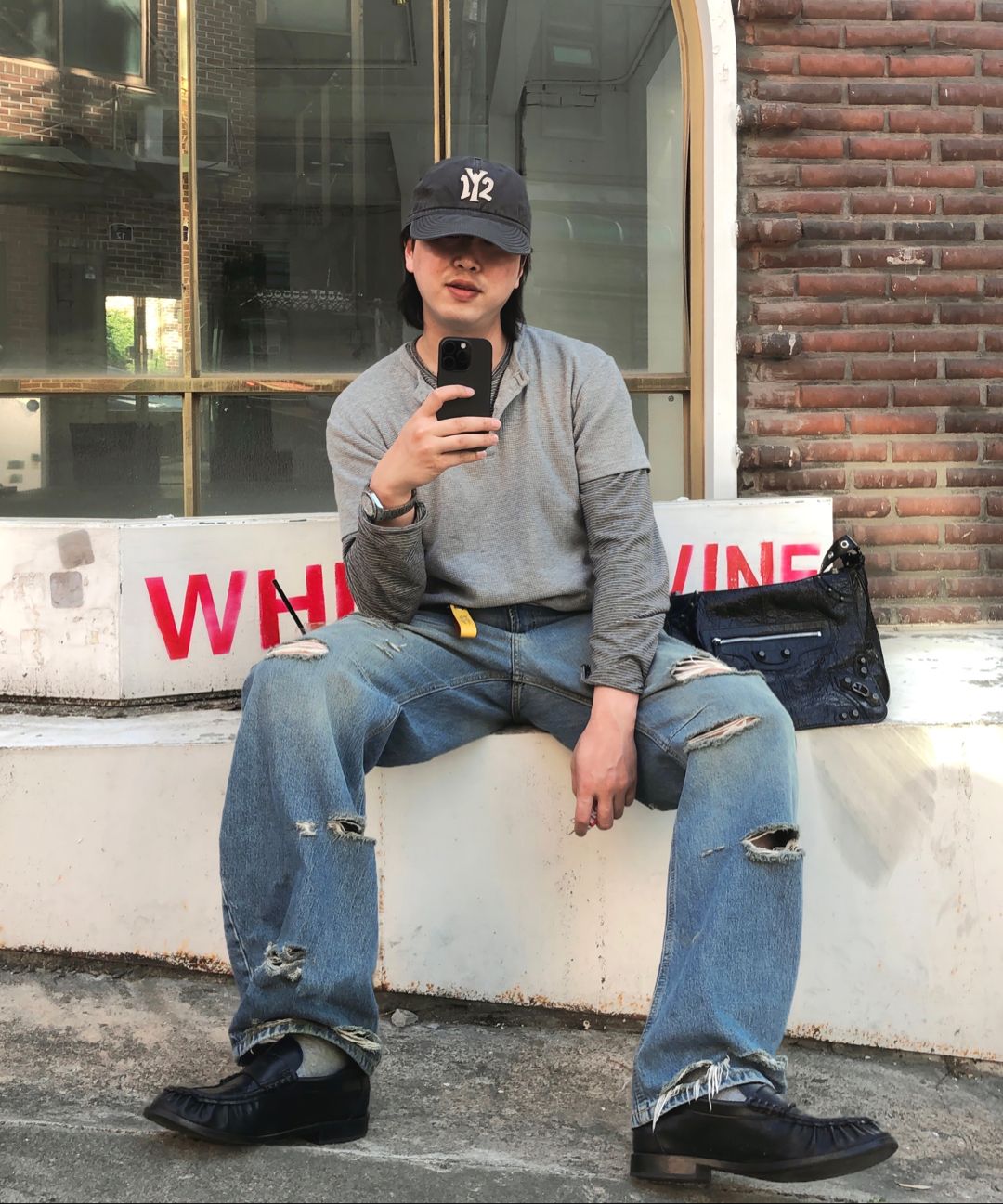 MUSINSA | BRENSON (Waffle) Loose Fit Waffle Henley Neck Short