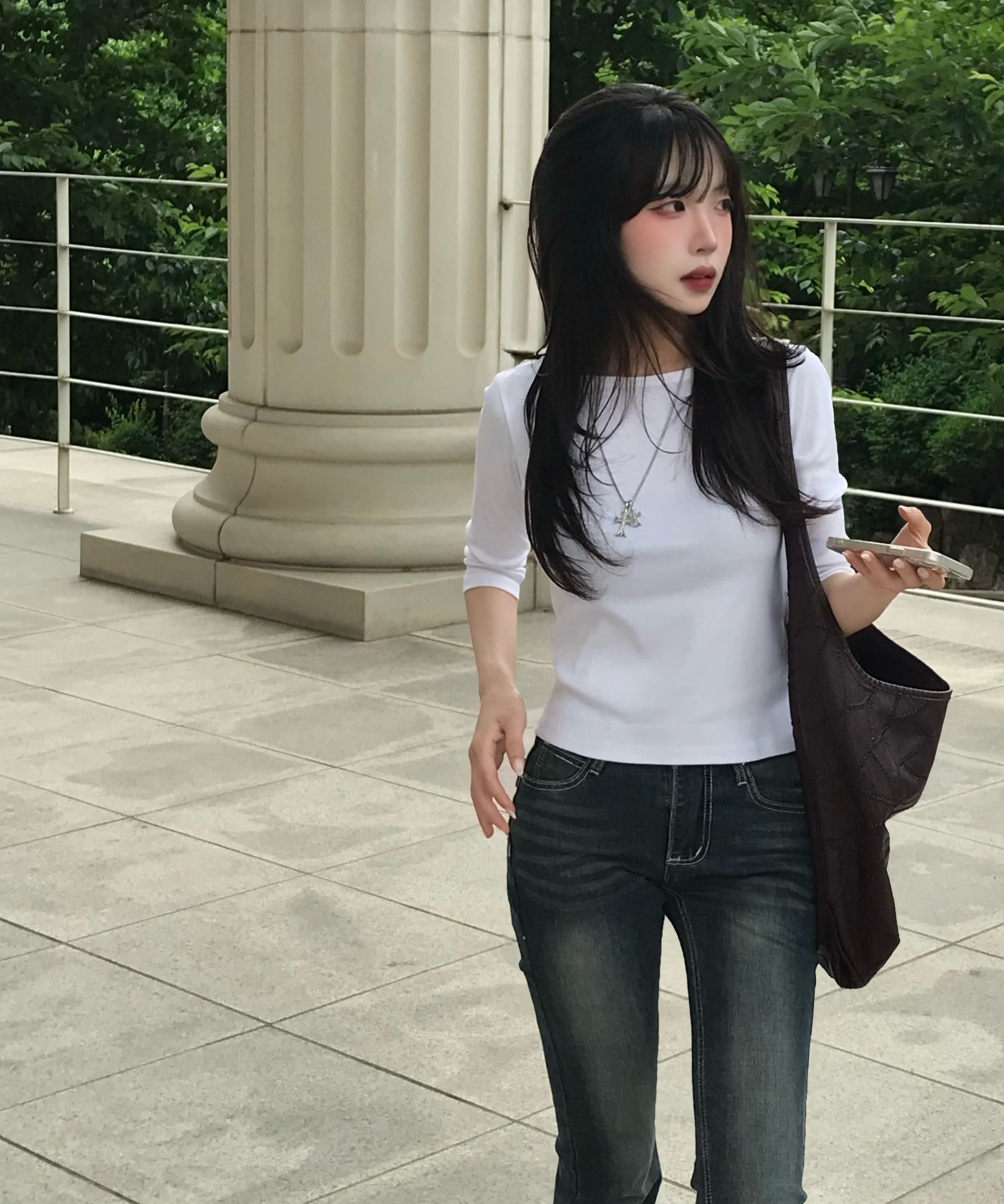 MUSINSA公式 | CHICKS ソフトボートネックスリーブTシャツ（7部/長袖）