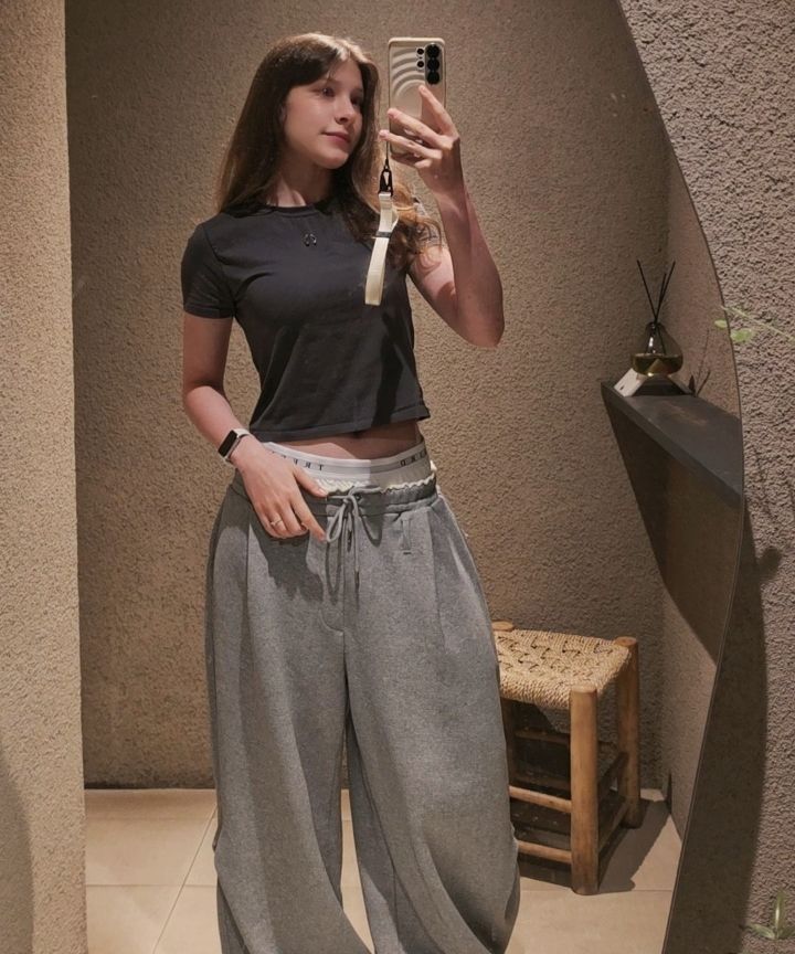 MUSINSA公式 | TREEMINGBIRD Double Waist Sagging Sweat Pants [ White ]