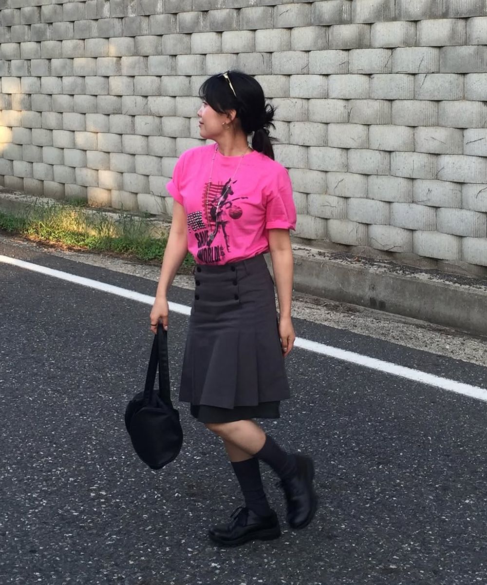 MUSINSA | MISEKI SEOUL Layered pleats midi skirt CHARCOAL