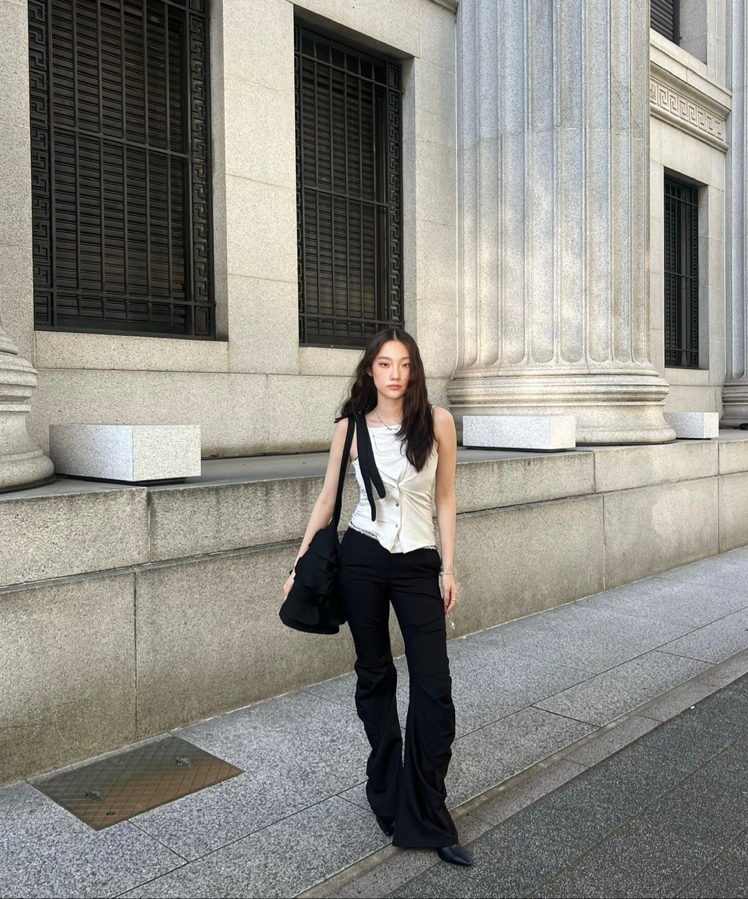 MUSINSA公式 | FLAREUP Asymmetrical Drape Pants (FL-245_Black)