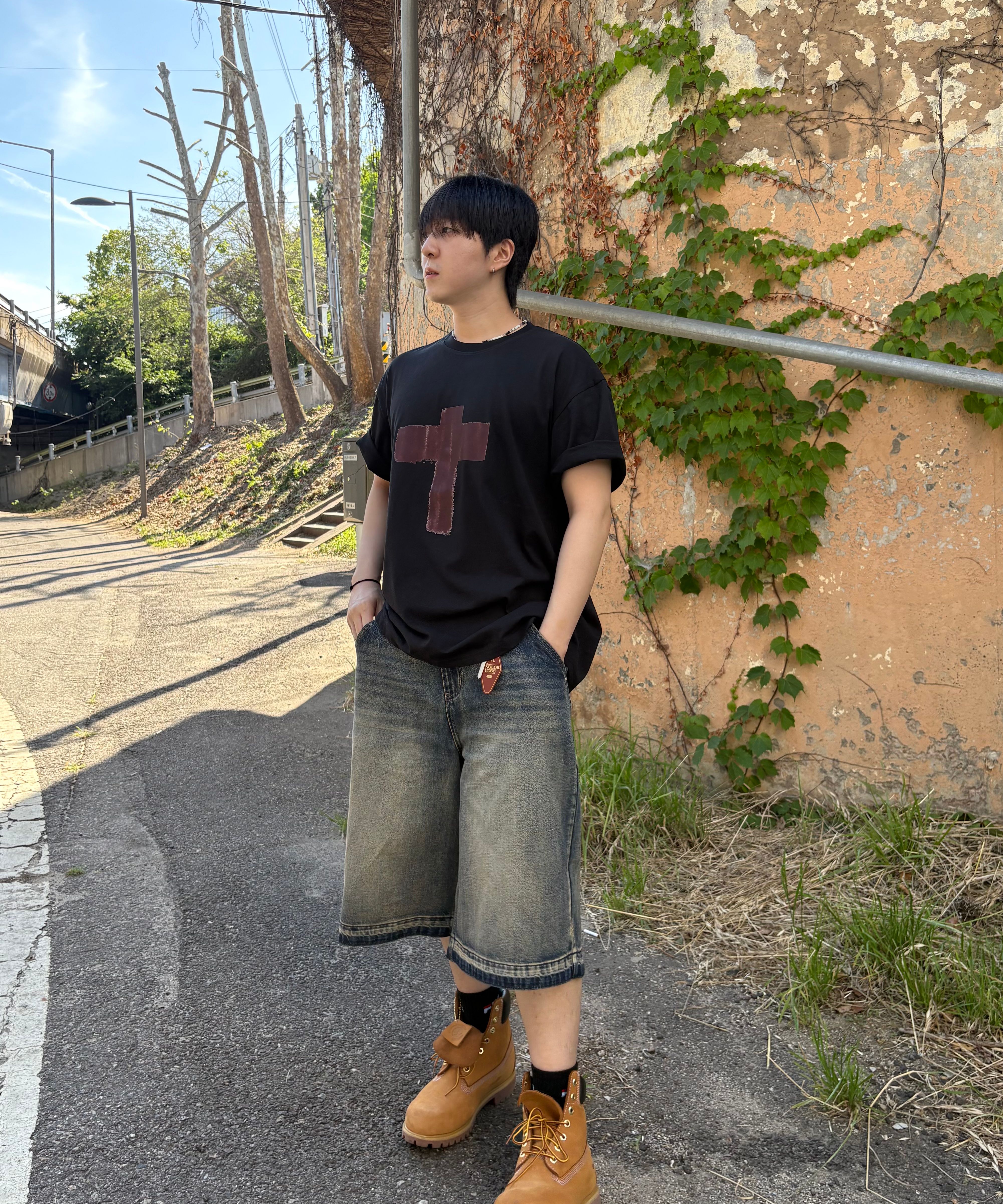 MUSINSA公式 | ANOLORCODE ハイプハーフデニムパンツ（ブルー）