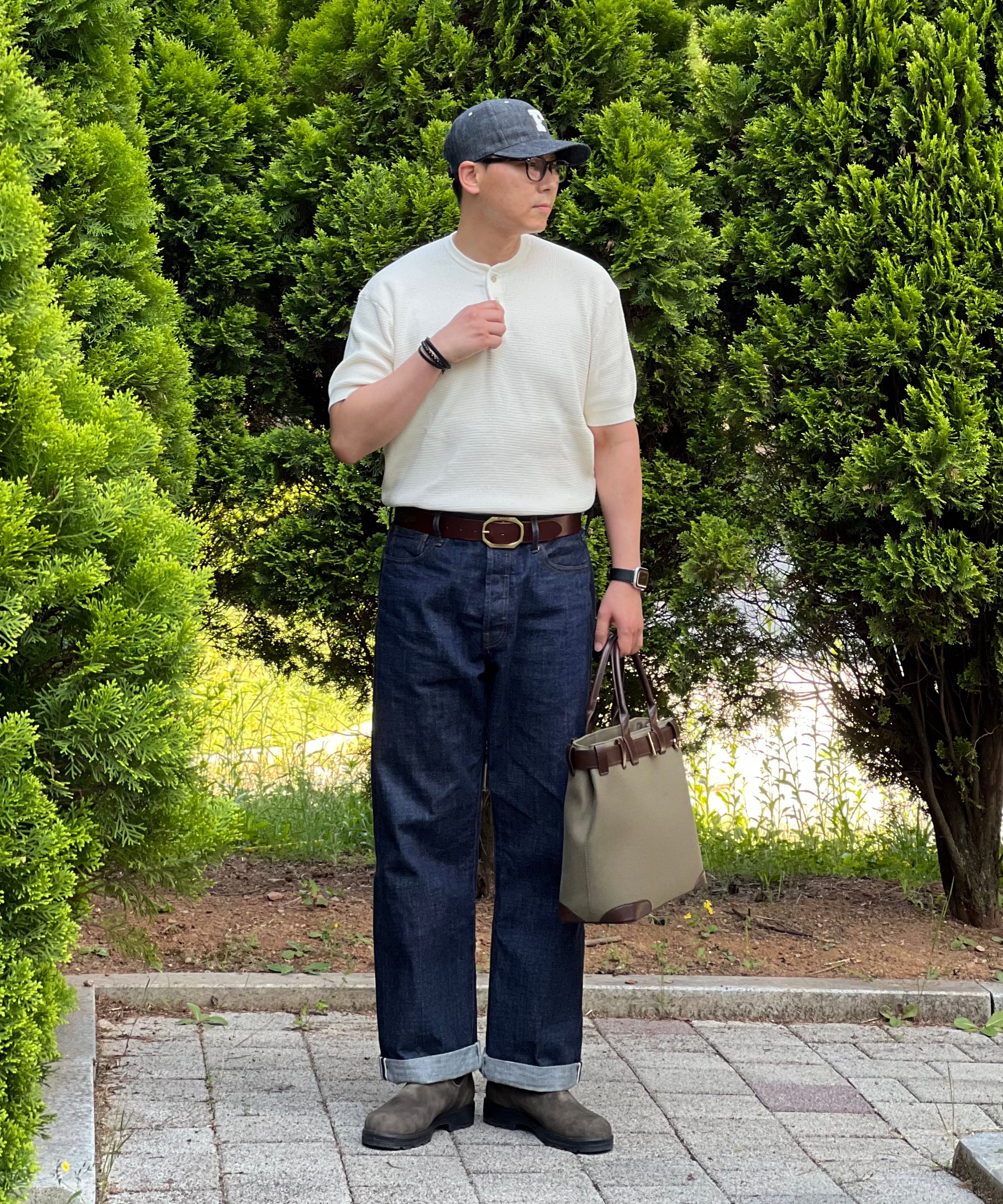 MUSINSA公式 | OUTSTANDING 30S CINCH BACK SELVEDGE WIDE PANTS_INDIGO