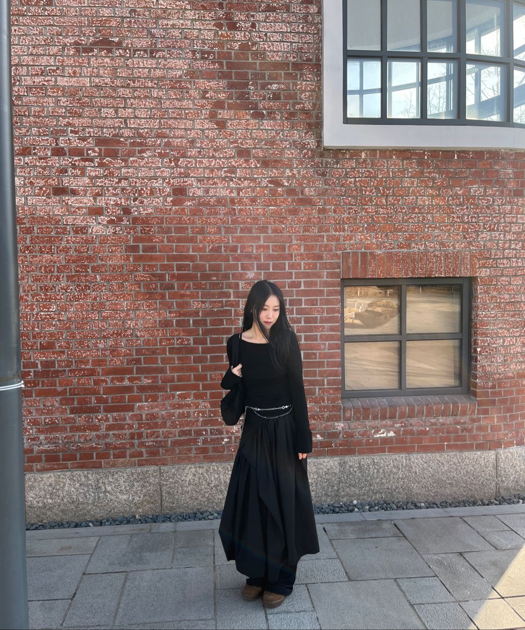 MUSINSA | FLAREUP Asymmetrical Draped Layered Long Skirt (FL