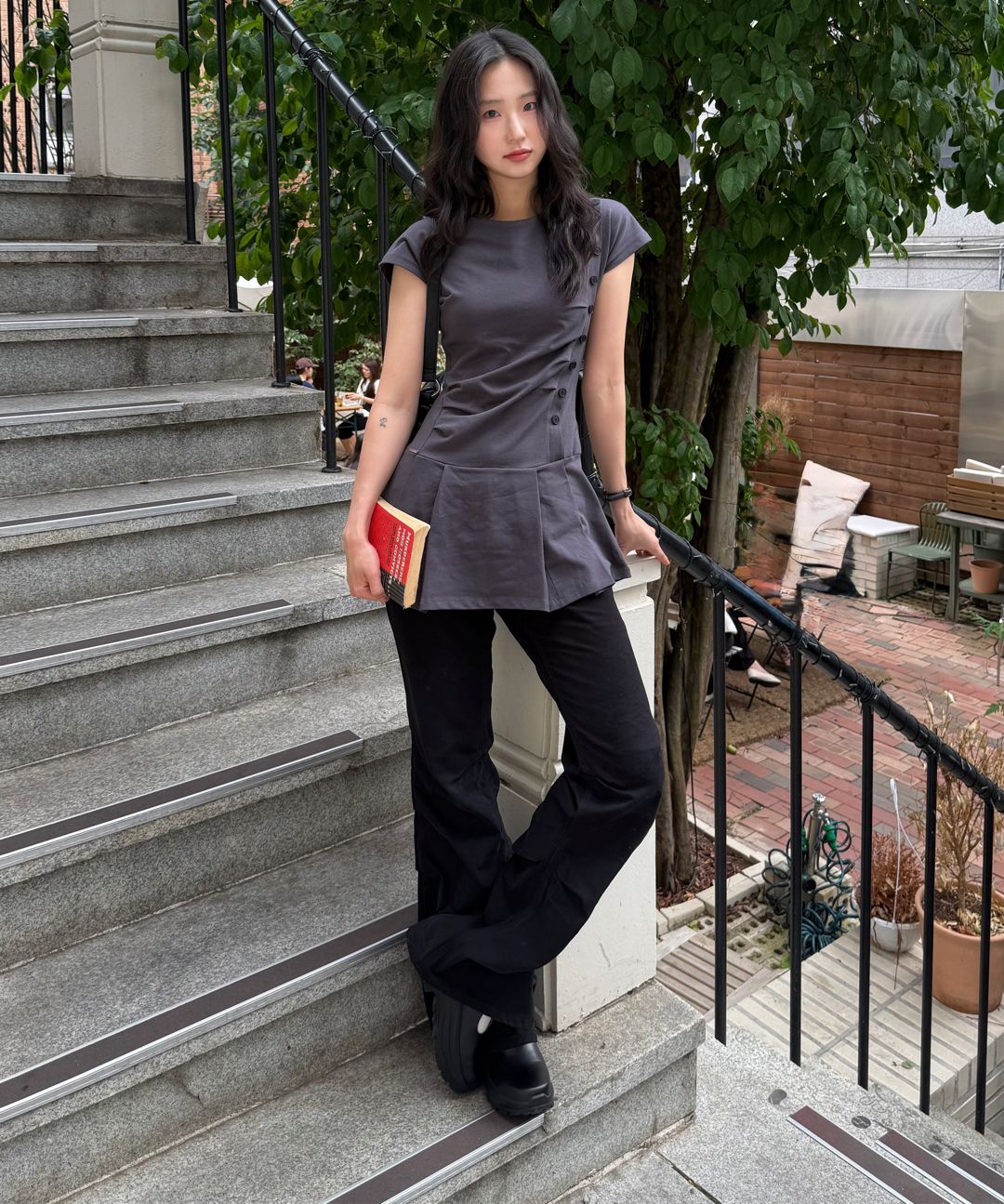 MUSINSA公式 | MISEKI SEOUL Pleats button mini onepiece BLACK