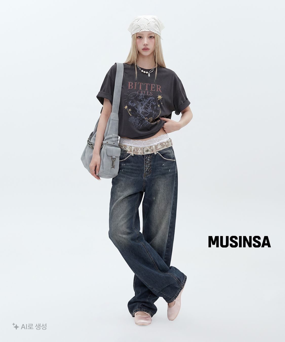 스컬프터(SCULPTOR) Beaded Waist Denim Pants Indigo Blue - 사이즈