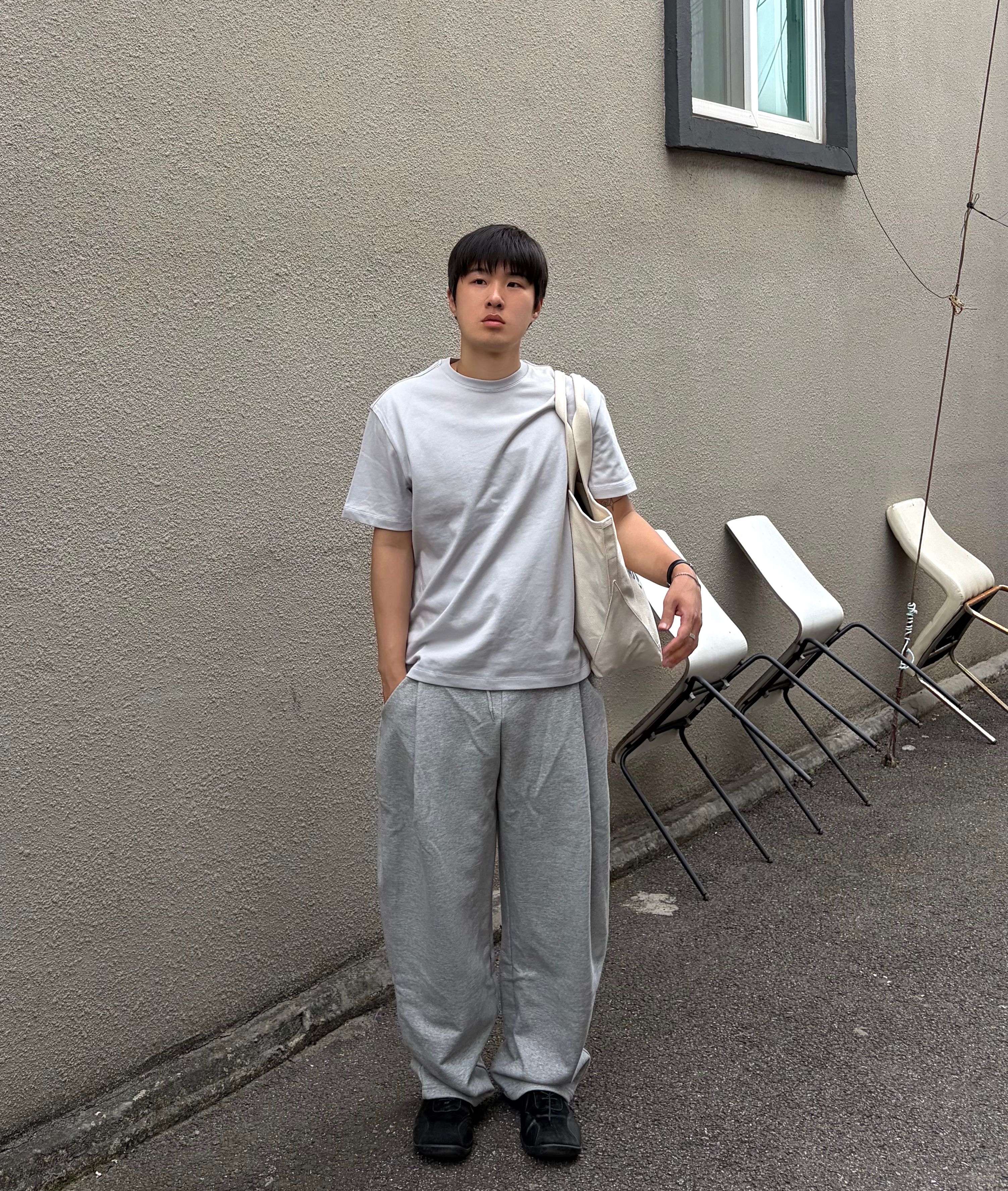 MUSINSA | SUADE TWO TUCK LONG PANTS [GRAY]