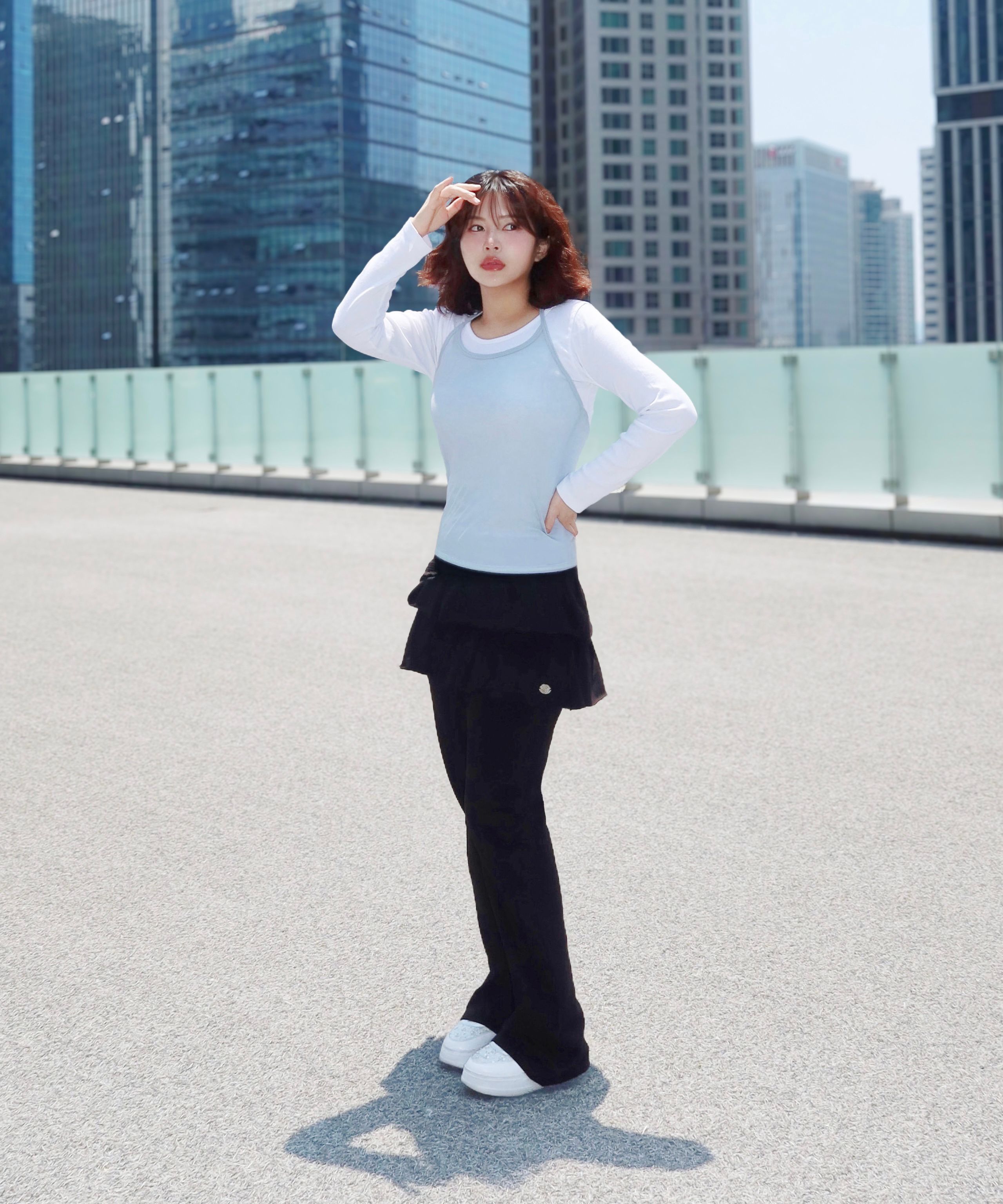 MUSINSA | HAVISM LAYERED SWEAT SKIRT PANTS(BLACK)