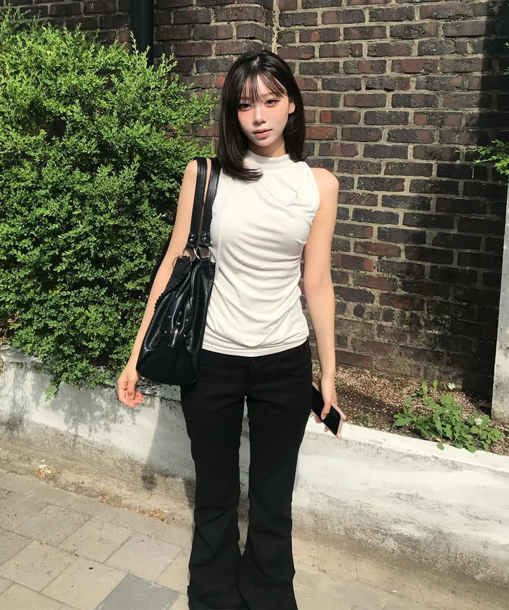 MUSINSA | MISEKI SEOUL Two line layered folding pants BLACK
