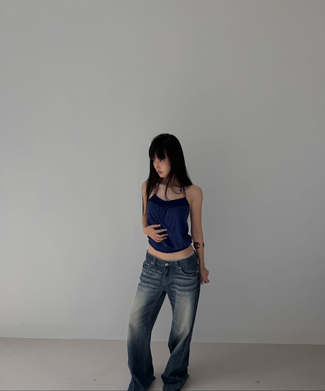 MUSINSA | KASHIKO Hotfix Straight Jeans Blue