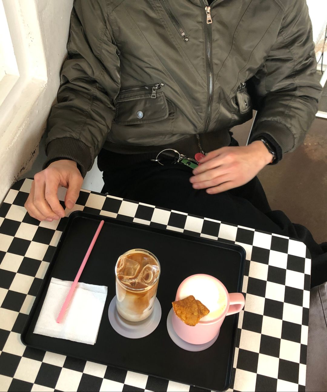 단델(DANDEL) DD cropped studded MA-1 jacket (KHAKI) - 사이즈